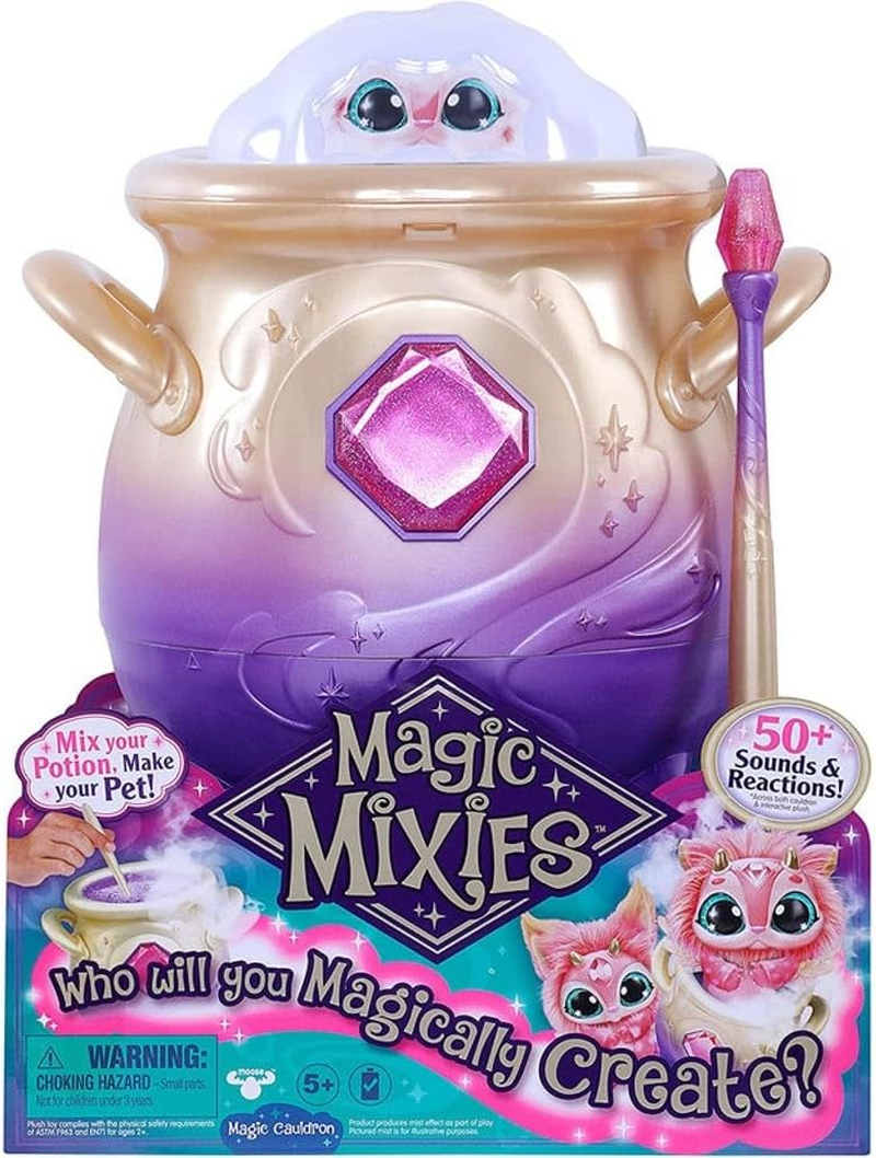 Magic Mixies - Magical Misting Cauldron with Interactive 20Cm Pink Plush Toy. Follow the Spell Book Add the Magic Ingredients. Who Will You Magically Create?