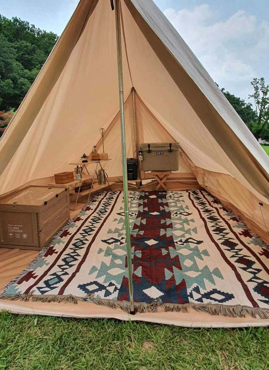 Peel Forest 100% Recycled Vanlife Throw Blankets with Tassels Cozy Woven Aztec Bed Couch Throws Rug Travel (62"X83")&hellip; image number 2