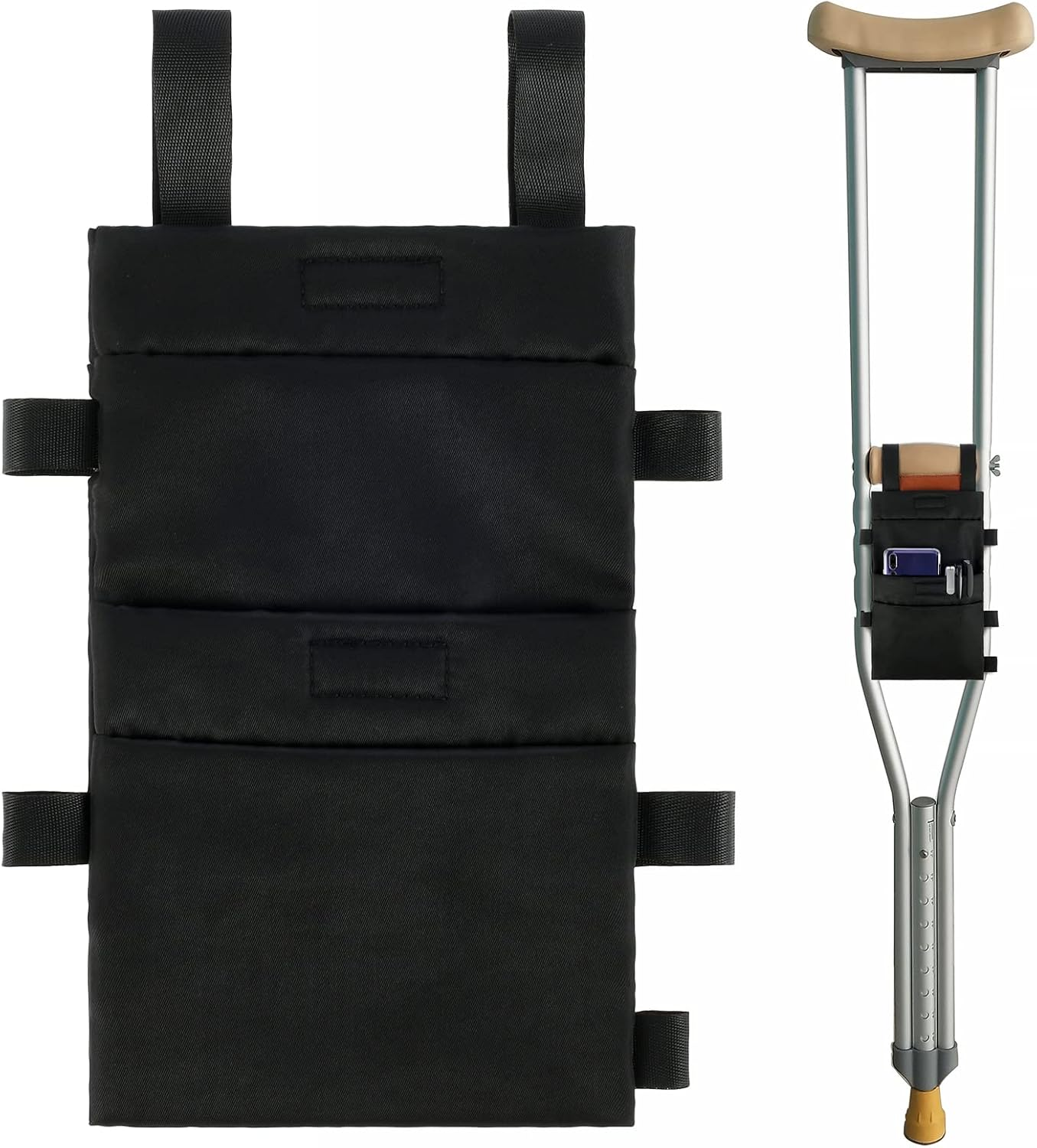 Txkrhwa Crutch Pouch Lightweight Crutch Storage Pocket with 2 Pockets Universal Hanging Crutch Bag with Adjustable Buckle Waterproof Crutch Storage Organizer for Crutches image number 4