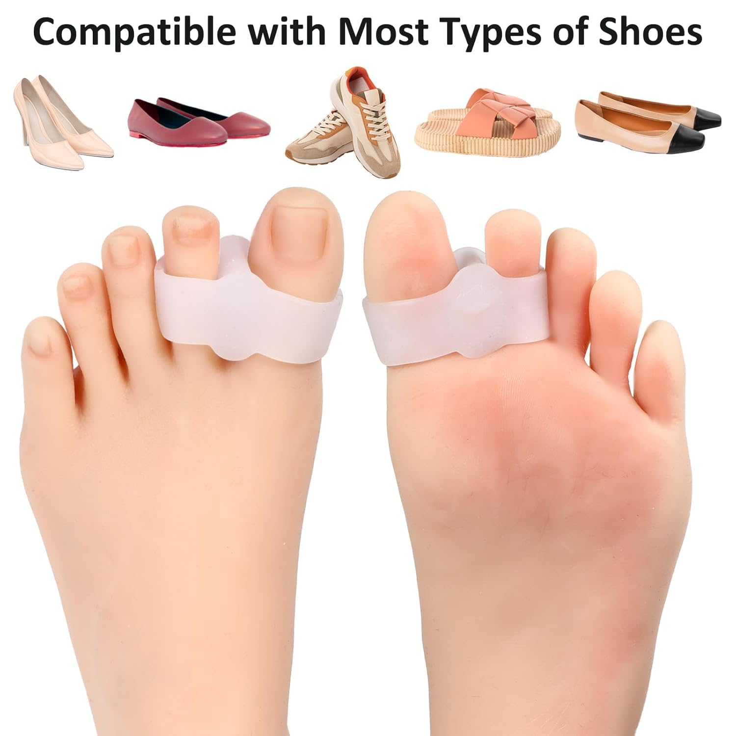 Bunion Corrector, 8 Pieces Toe Separators with 2 Loops, Big Toe Spacer Suitable for Bunion and Overlap Toe image number 3