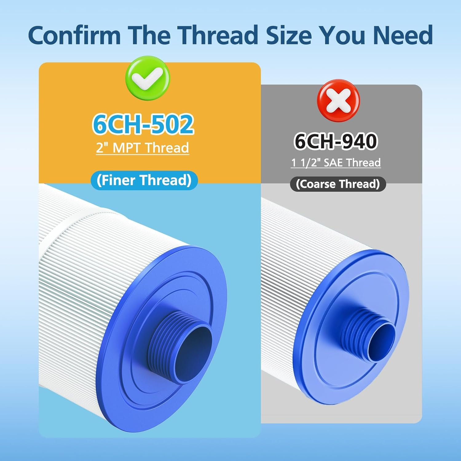 PAS50SV-F2M Hot Tub Spa Filter Cartridge, Compatible with Filbur FC-0311, Unicel 6CH-502, Master Deluxe M60506, Magnum AR50, Baleen AK-90161, Excel Filters XLS-604 Artesian Spas Filter, 2 Pack image number 5