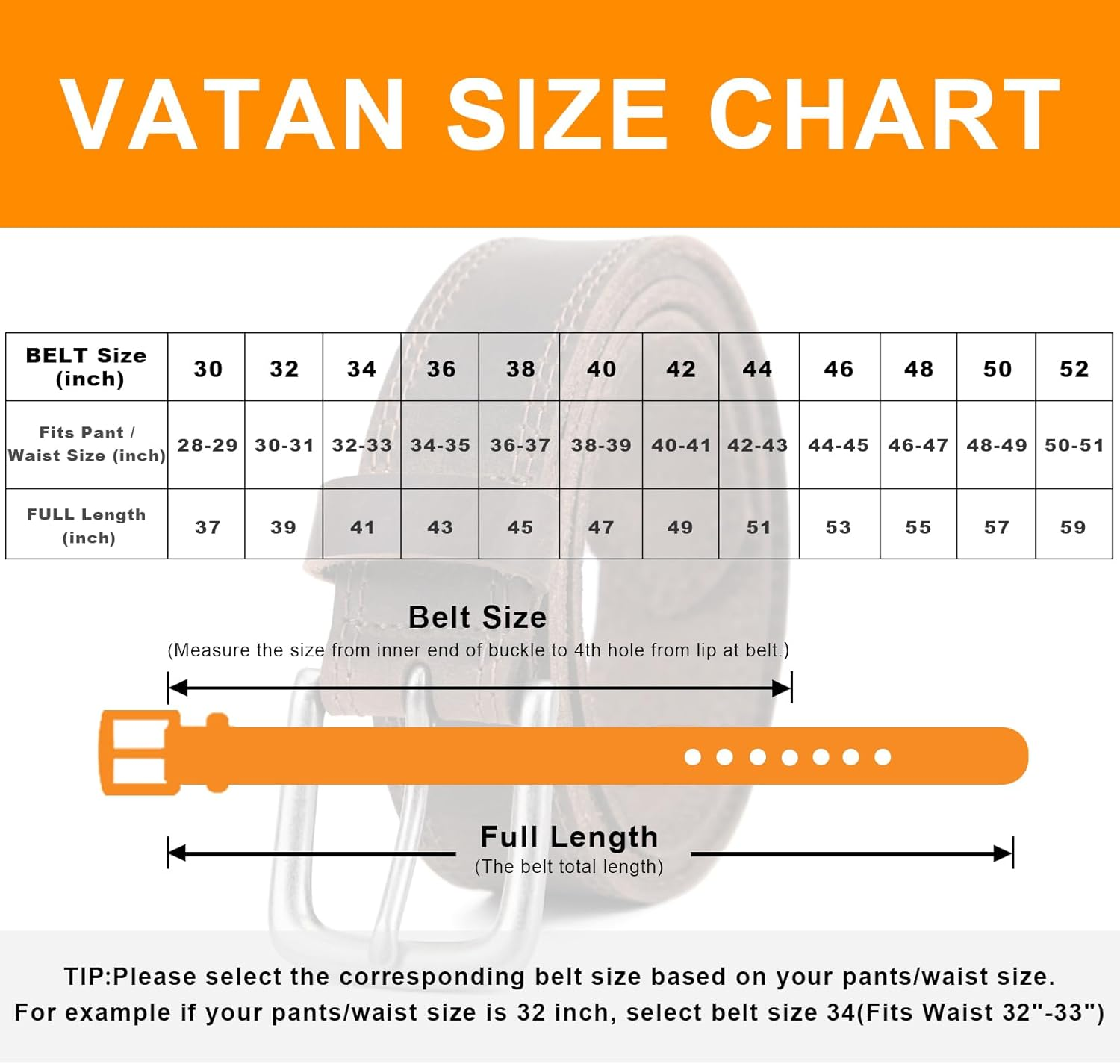 VATAN Men'S Genuine Leather Casual Every Day Jeans Belts, 1 3/8" Handmade Men Leather Belt with Gift Box image number 6