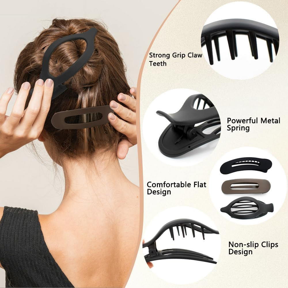 Women'S Hair Clip, Pack of 8, Flat Hair Clip, Claw Clip, Strong Hold & Non-Slip, Large Flat Claw Clip, Hair Clip for Inserting for Thick and Thin Hair image number 6