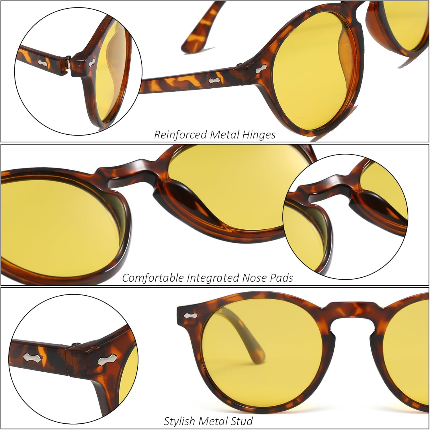 Long Keeper Retro round Polarised Sunglasses Mens Womens Small Circle Sunglasses Classic Vintage Shades Driving round Sun Glasses UV400 Protection - Clear Frame Blue Lens image number 3