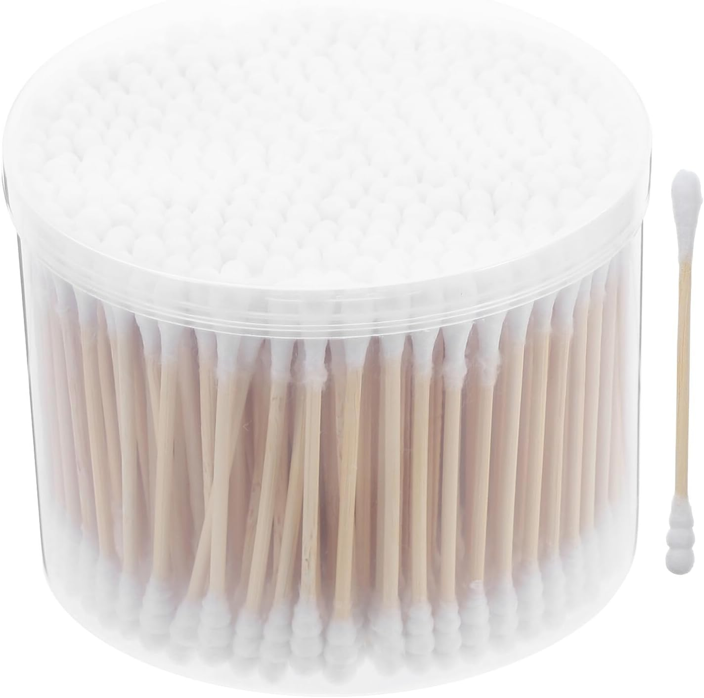 GANAZONO 500Pcs Dual-Ended Cotton Swabs with Wooden Stems for Ear Cleaning and Makeup Removal Soft round Cotton Tips for Cosmetic Use and Hygiene Lightweight Portable Health Care Essentials image number 1