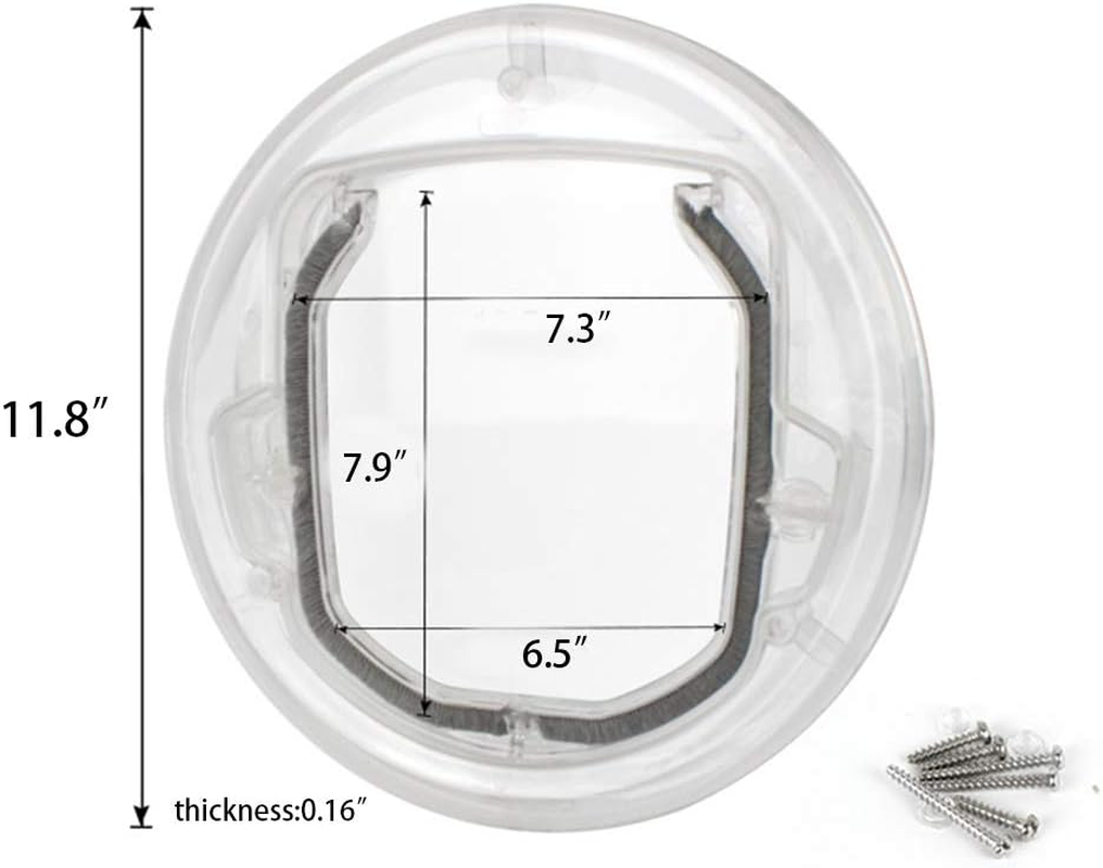 Petdream Pet Door Hole PC Material round Glass Door for Small Cat and Dog with 4 Way Lock for Pets Entry & Exit image number 3