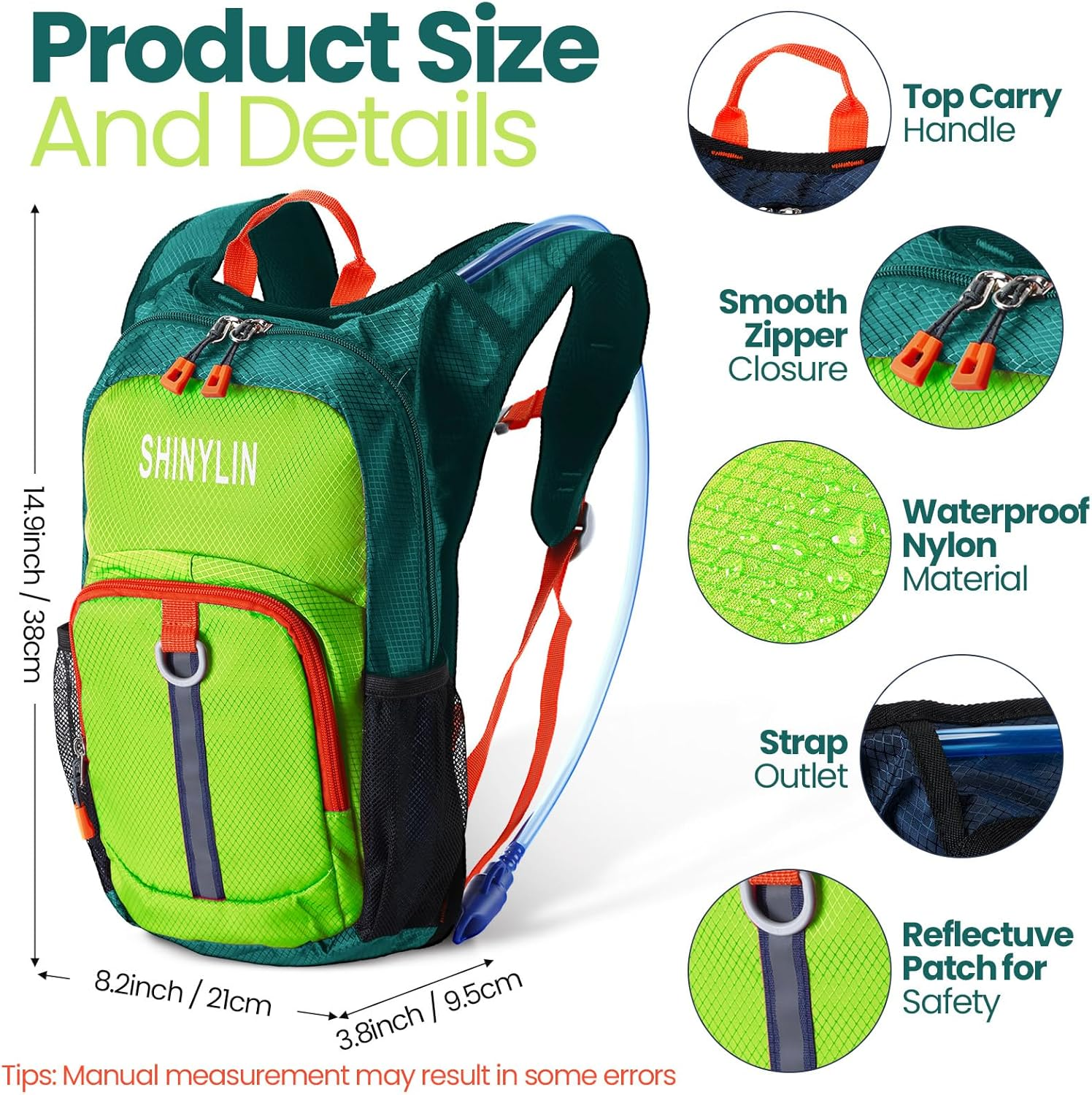 Kids Hydration Backpack with 1.5L Water Bladder Hiking Backpack Lightweight for Boys or Girls Children Biking Climbing Running Cycling