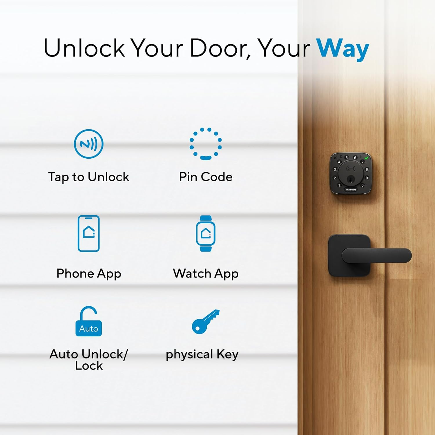 ULTRALOQ Bolt NFC Smart Lock with Apple Home Key, Wifi Keyless Entry Deadbolt Lock with Tap to Unlock, Keypad, App Remote Control, Works with Homekit, Siri, Alexa, Google, 10 Month Battery image number 5