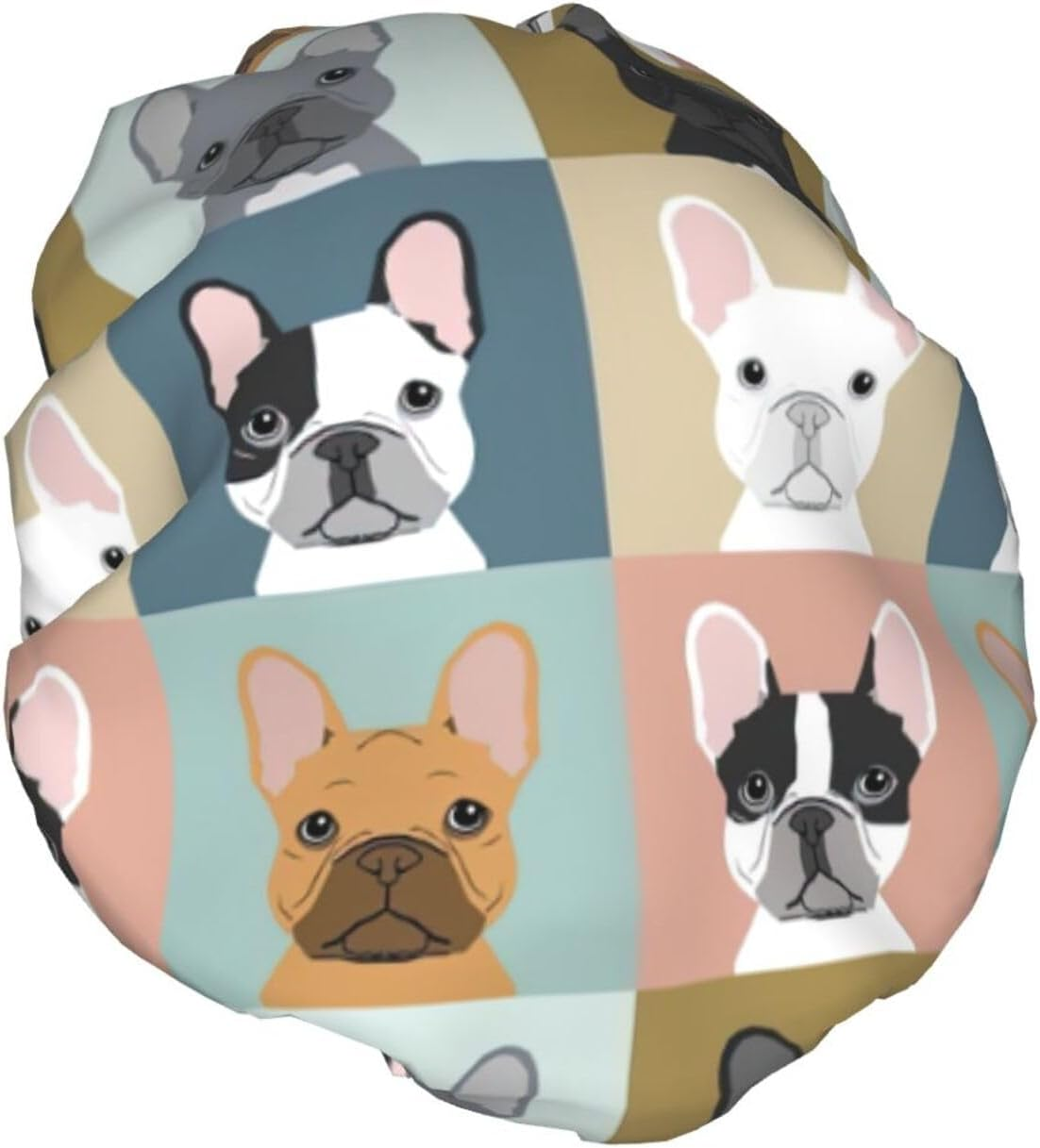 WURTON French Bulldog Print Women Soft Lightweight Shower Cap Shower Capbathing Hat for Long Hair, Breathable image number 5