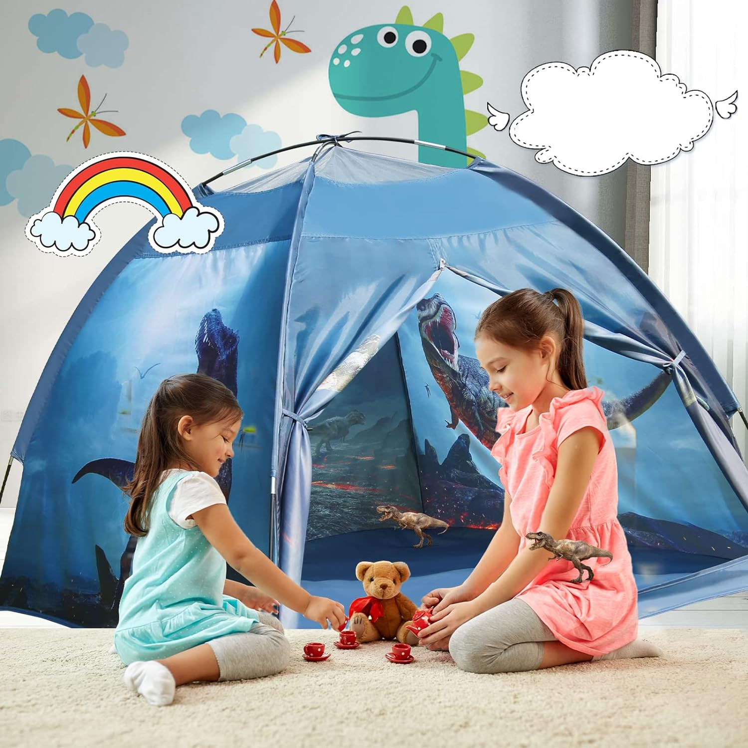 Dinosaur Tent for Kids with Real Dinosaur Theme Kids Play Tent, Outdoor and Indoor Tent for Kids, Dinosaur Toys for Boys & Girls to Have Fun image number 6