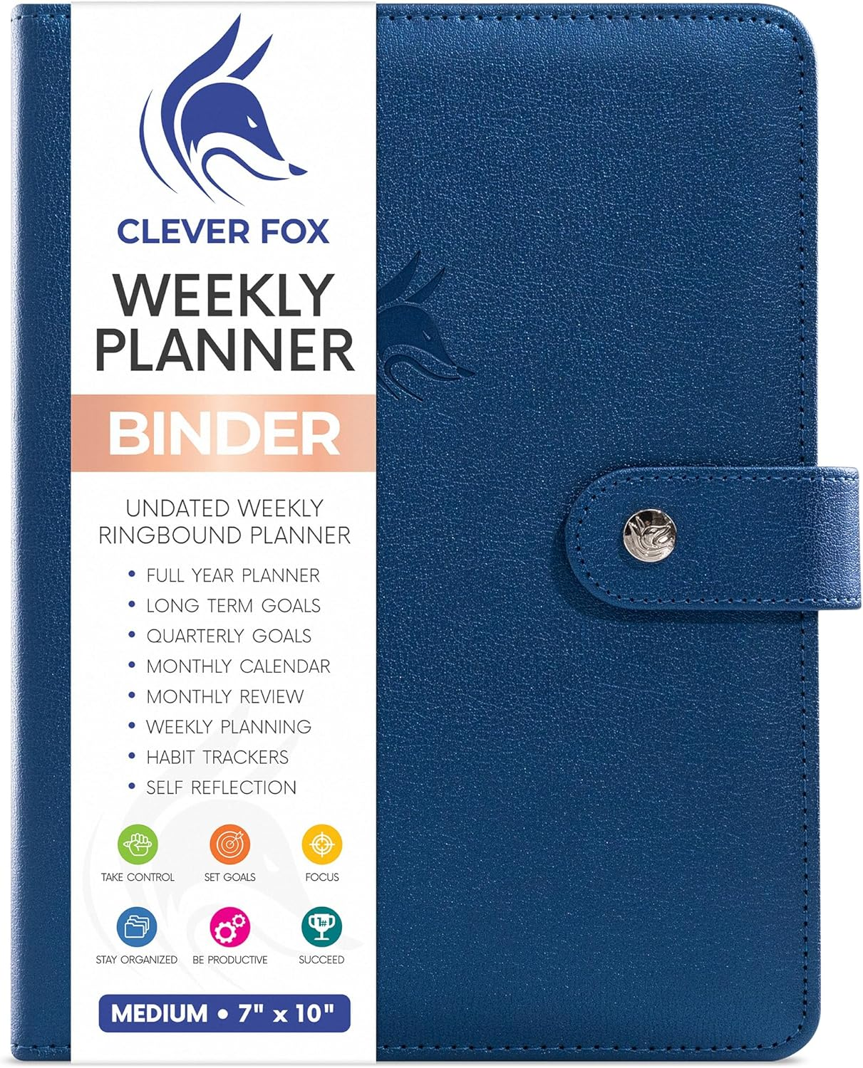 Clever Fox Weekly Planner Binder &ndash; Goal Setting Planner for Time Management & Weekly Tasks &ndash; Work & Life Organizer with to Do List & Habit Tracker &ndash; Undated, 7&Prime; X 9&Prime; Hardcover (Periwinkle, Medium (7&Prime; X 9&Prime;))