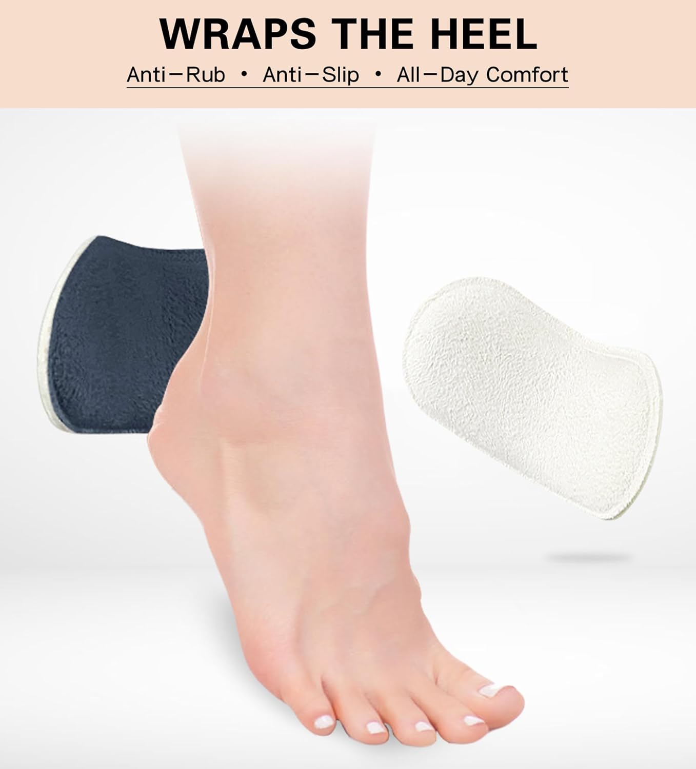 YBVABE Heel Grips Liner Cushions Inserts for Shoes Too Big - 8 Pieces Large Heel Pads Snugs for Sports Shoes Too Big, Improved Fit and Comfort Filler for Men & Women, Stop Heel Slip and Blister - Beige image number 4