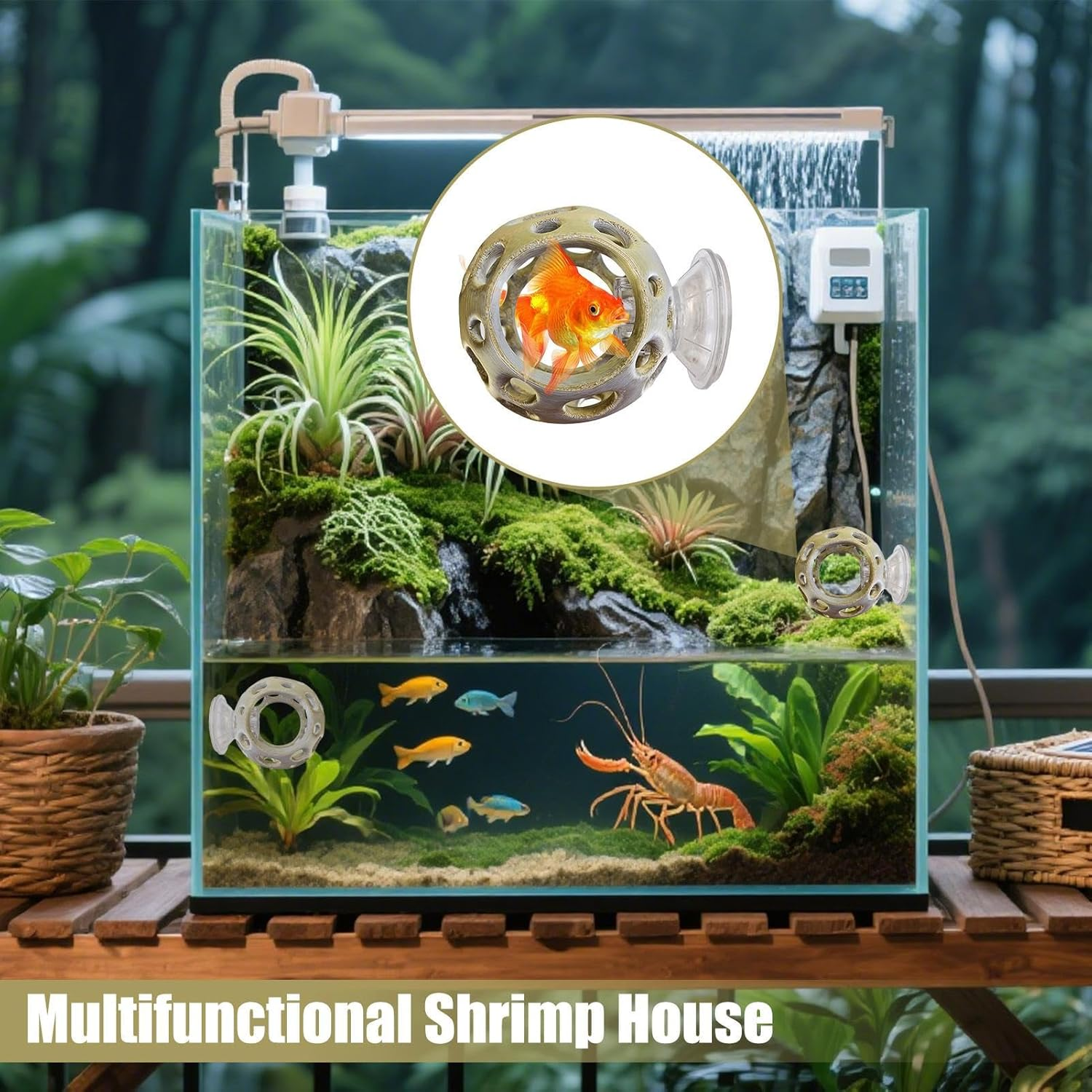 Betta Cave - Small Fake Rocks Suction Cup Cave | Shrimp Hiding Shelter Aquarium Decor,For Aquatic Pets Crayfish Home Dorm Apartment Office image number 3