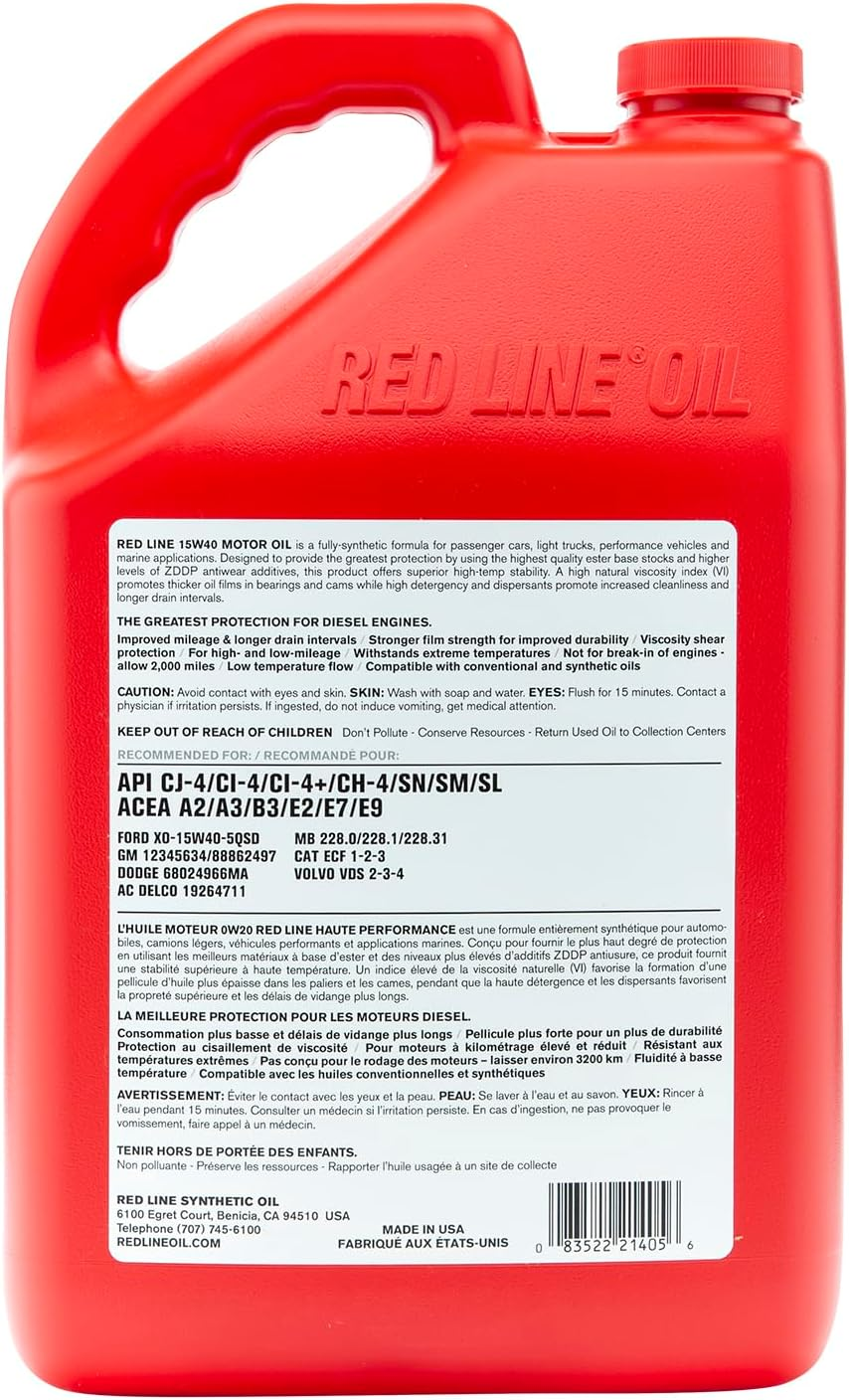 Red Line RED21405 15W-40 Diesel Oil - 1 Gallon Jug image number 1