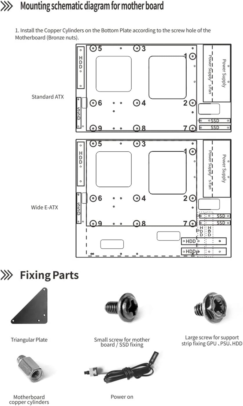 ALAMENGDA DIY Gaming Computer Case, ATX Open Chassis Case Rack for ATX/M-ATX/ITX Motherboards,Widely Body Heat Dissipation Design, SSD Motherboards Accessories image number 1