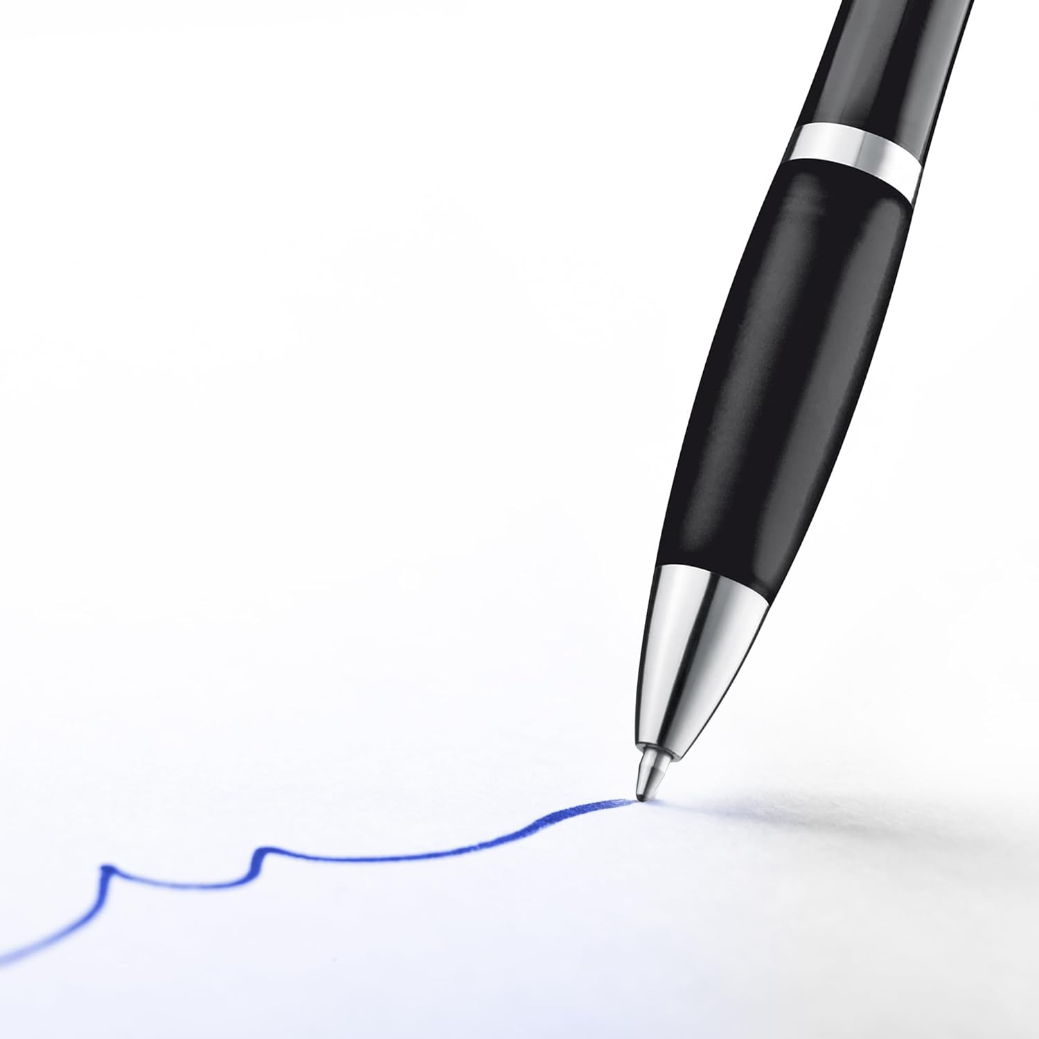 ZENSCRIBE&reg; Ergonomic Ballpoint Pen, Pack of 50, Premium Ballpoint Pen Set, Non-Slip Ballpoint Pen for Easy and Soft Writing, Blue Writing Ballpoint Pen Black