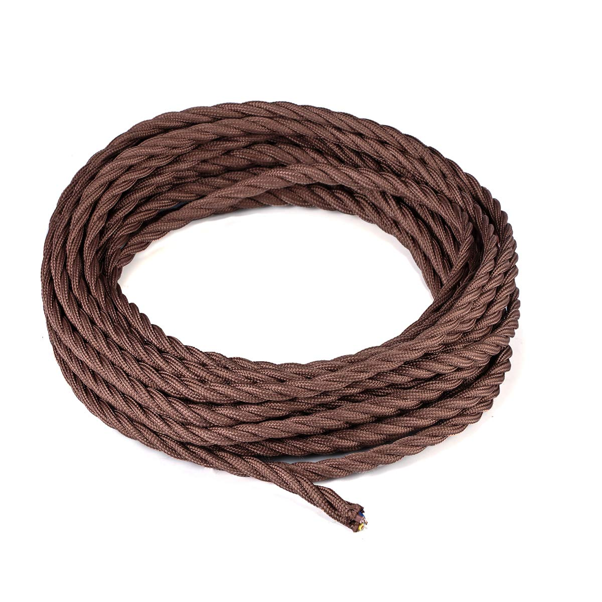 10 Meters 3 Core Brown Braided Electrical Cable Licperron Vintage Antique Cloth Covered Fabric Twisted Electrical Wire for DIY Industrial Pendant Light, VDE Certification image number 3