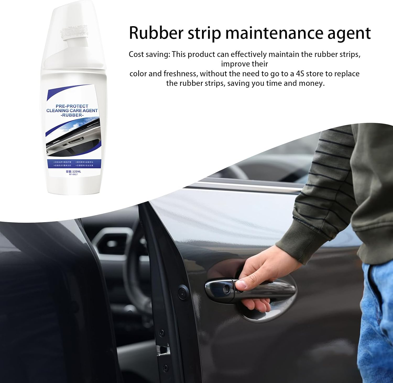 Car Rubber Seal Protectant - Car UV Protection Rubber Reseal Protectant 125Ml Care Lubricant | Professional Auto Windowtrack Saver for Automotive Gasket, Door, Hood image number 1