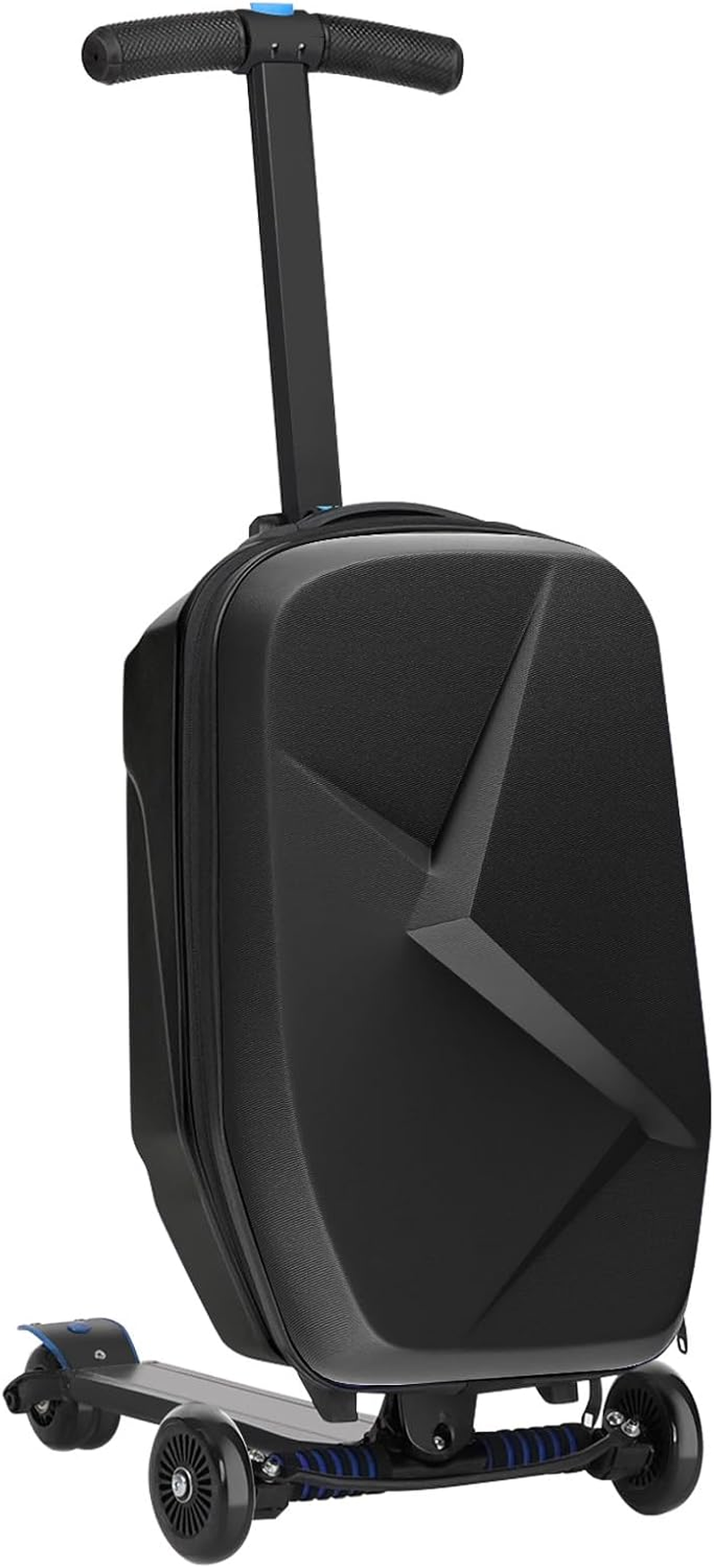 Ausadom 2 in 1 Scooter Suitcase 37L Travel Ride-On Suitcase with Waterproof PC Shell&Anti-Slip, Aluminum Luggage Scooter with Height Adjustable Handle for Children,Teens,Adults Black image number 6