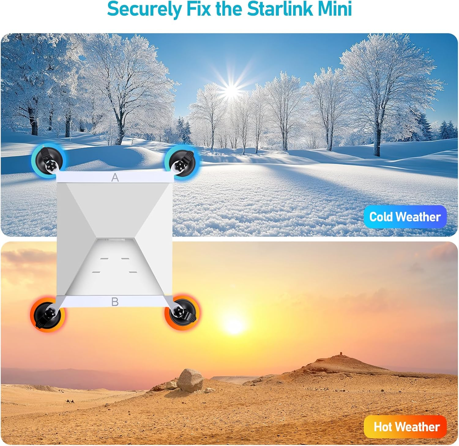 Daboot Starlink Mini Mount - Suction Cup Car Mount for Star Link Mini Accessories Mounting Kit for Vehicle Windows and Sunroofs Starlink Roof Holder for Car, RV, Boat, Truck Glass (White) image number 1