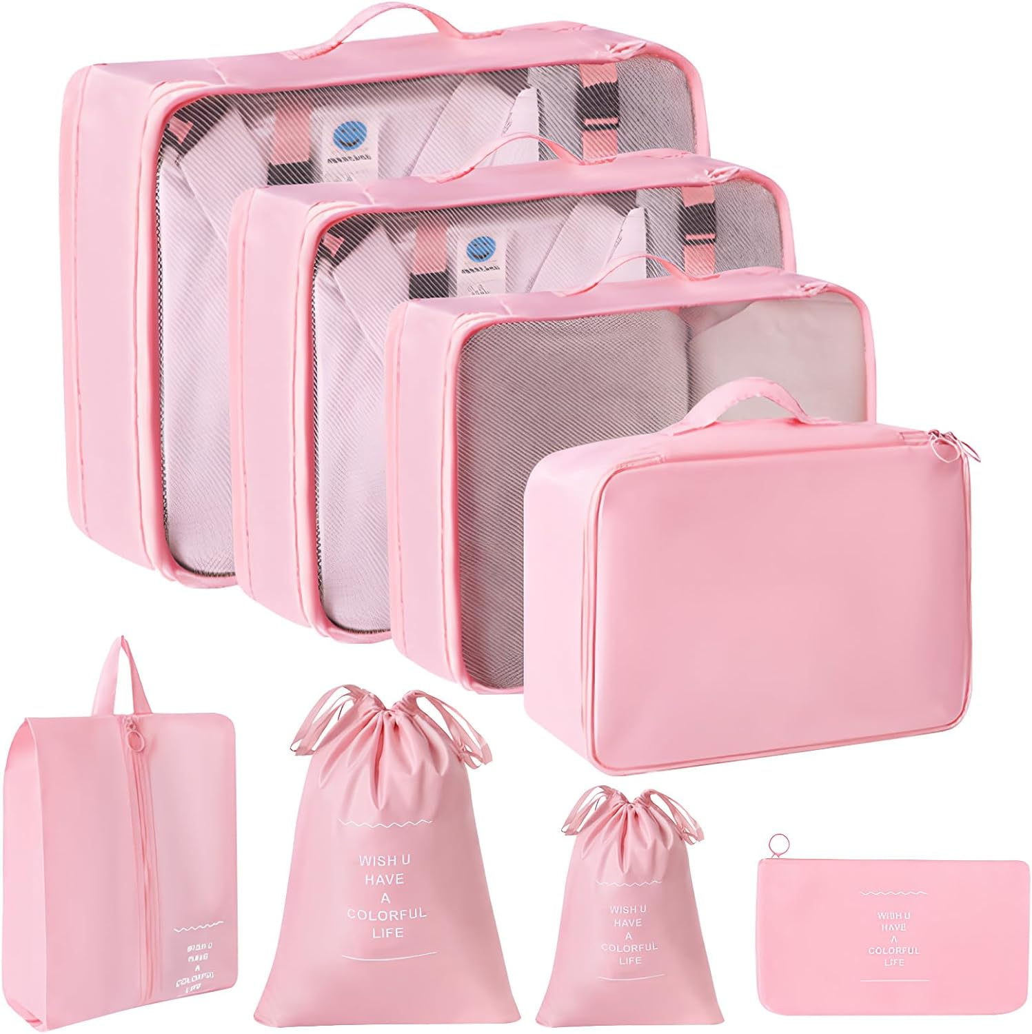 8-Piece Compression Packing Cubes for Travel,H HOME-MART Luggage Organizers with Breathable Mesh, Durable Travel Essentials Bags for Suitcases & Family Vacations