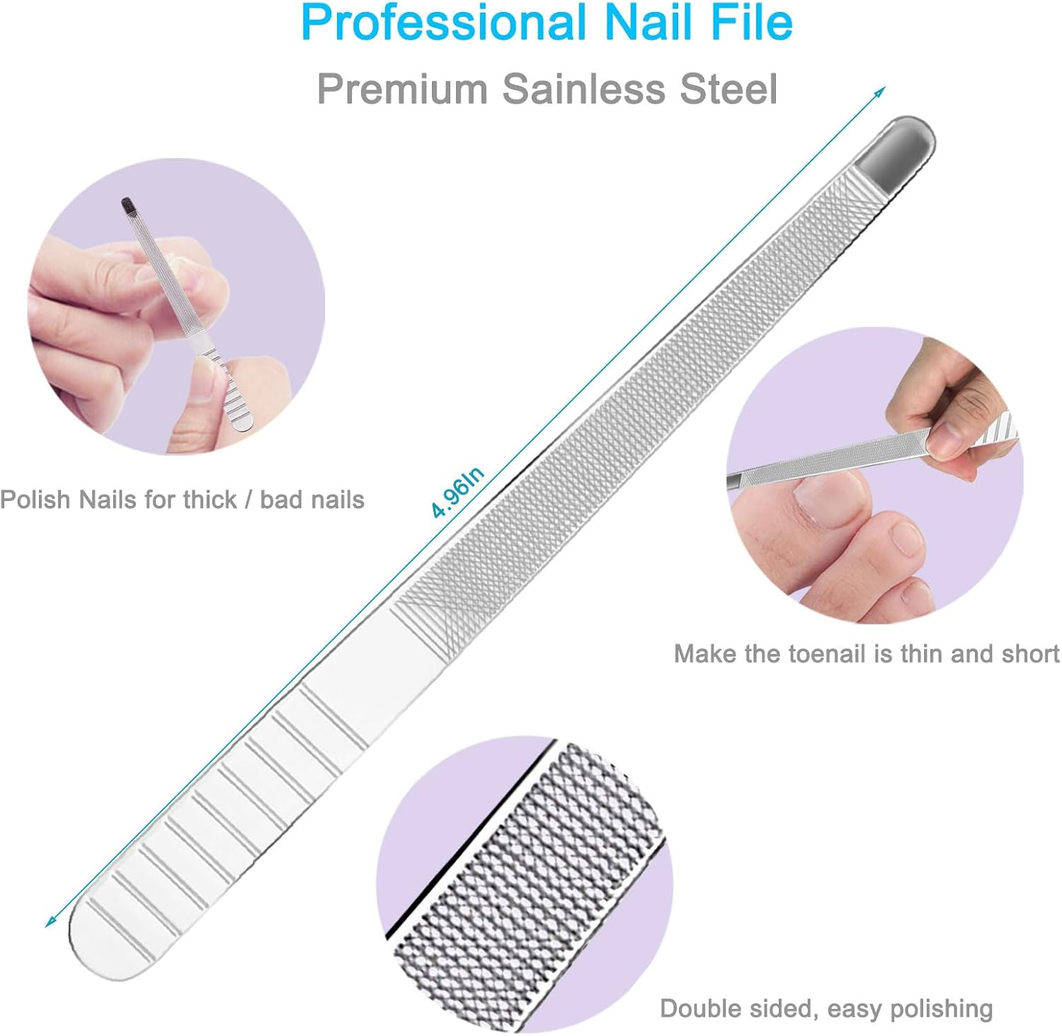 9PCS Cuticle Nippers with Cuticle Pusher Set, Professional Stainless Steel Cuticle Remover Trimmer Fork and Cutter Nail File Buffer Manicure Tools Perfect for Fingernails and Toenails, Travel, Gift image number 2