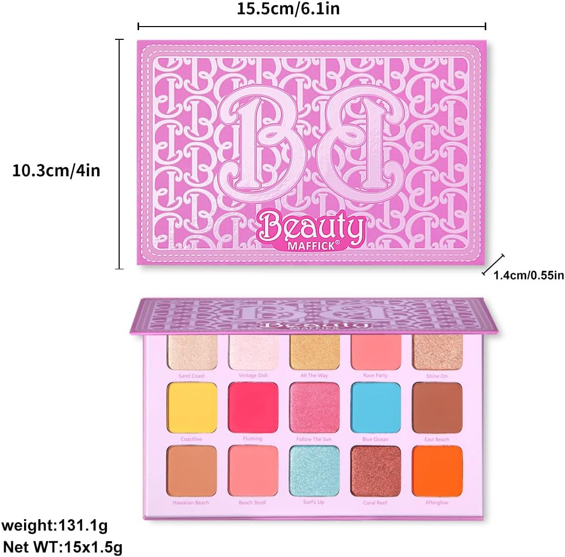 MAFFICK 15-Color Eyeshadow Palette- Matte & Shimmery Eyeshadow for High-Definition Eye Makeup: Waterproof, Sweat Resistant, & Long-Lasting (01) image number 5