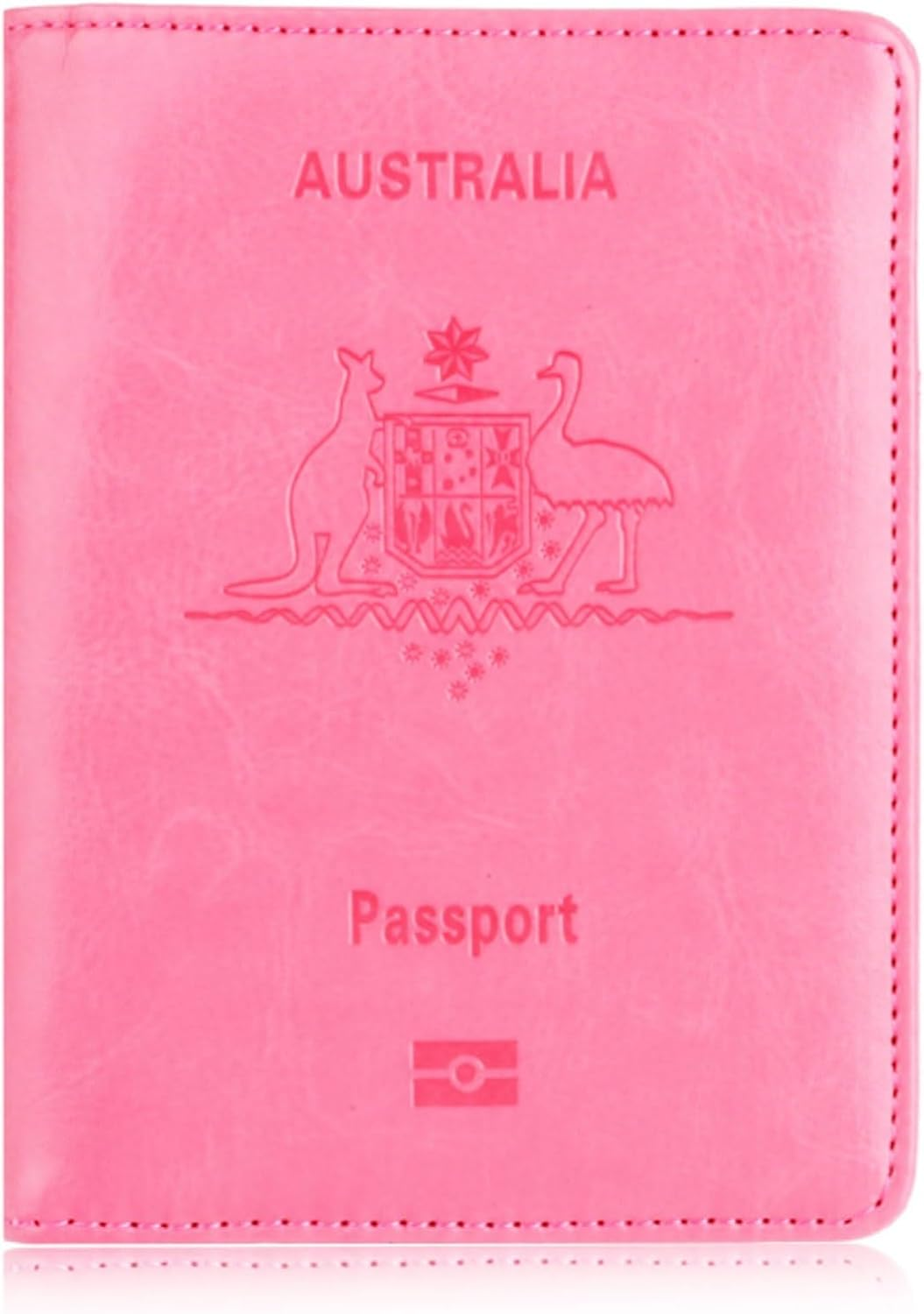 Australian Passport Cover Anti-Magnetic PU Leather Holder Bank Card Airplane Wallet Passport Sleeve(Pink) - Pink image number 2