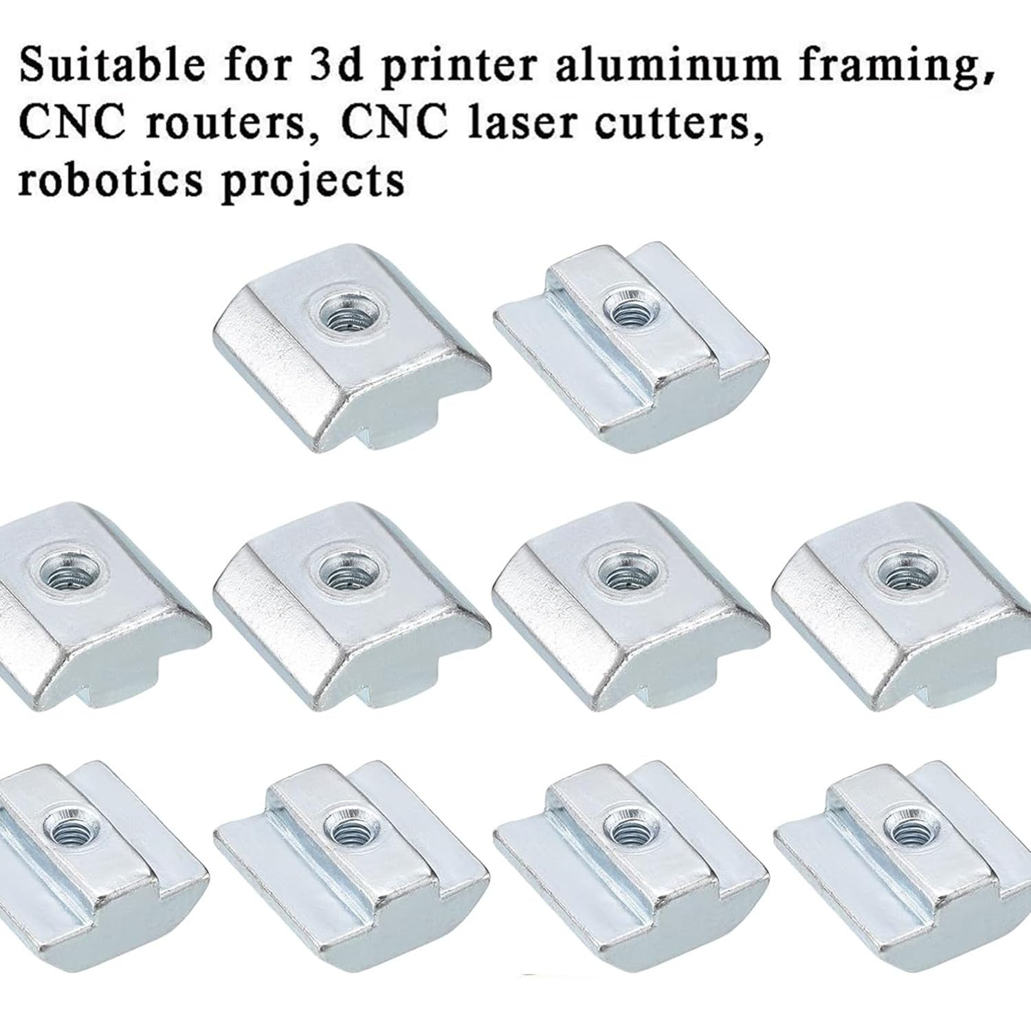 MEZOKUCEL 20Pcs - Nickel Plated Carbon Steel T Slot Bolts, Hammer Head Fastener, Sliding T Nuts for T-Slot Aluminum Extrusion Profile Carbon Steel T Slot Nut for 3D Printer CNC Milling Machine (M8) image number 6