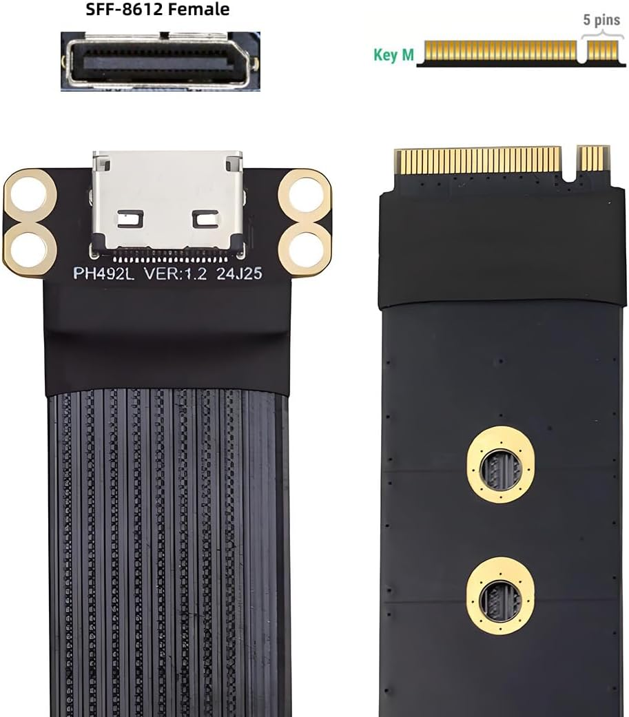 NFHK 2280 NGFF PCI-E4.0 M.2 M-Key to Oculink SFF-8612 SFF-8611 Host Cable 15Cm for NVME U.2 SSD Egpu image number 2