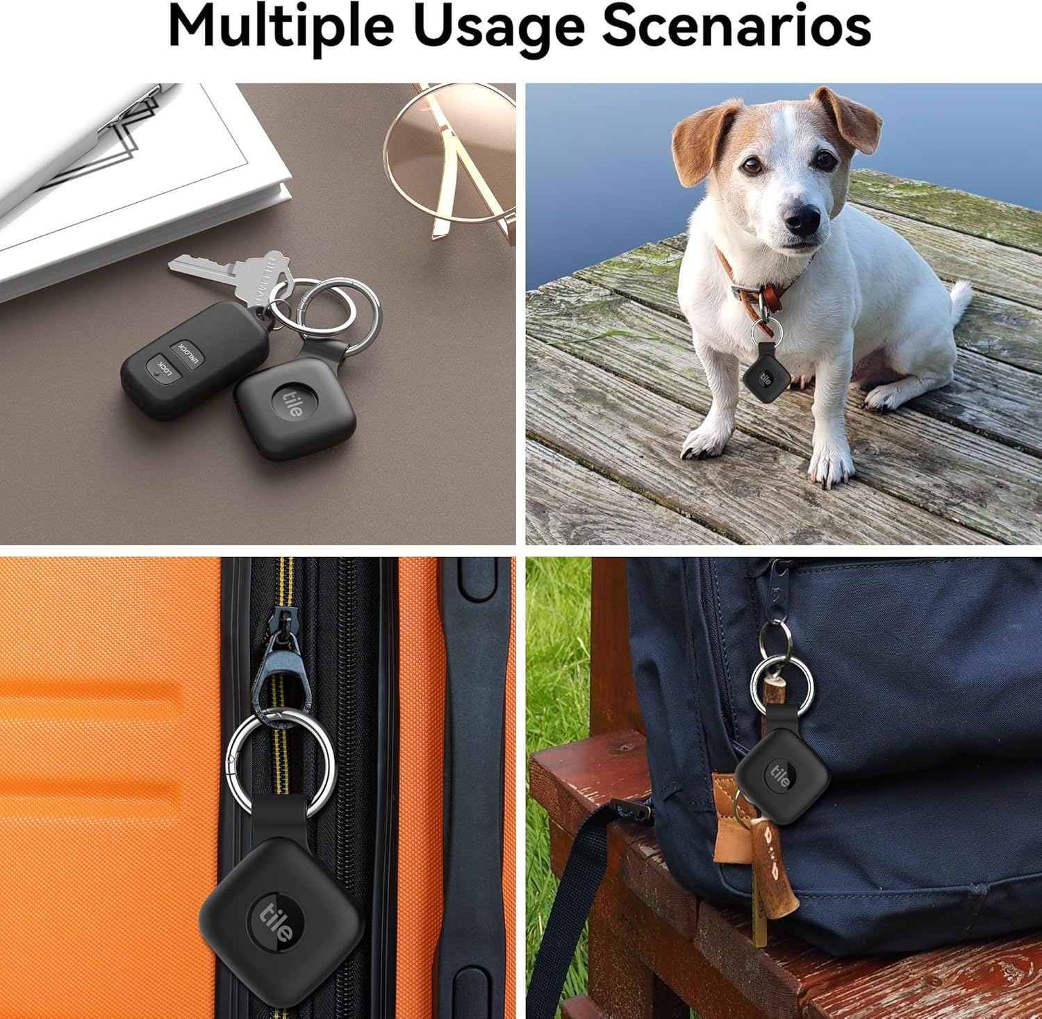 Silicone Case Compatible with Tile Mate 2024, 2 Pack Soft Scratch Resistant Cover with Carabiner Accessories, Secure Tag Holder for Bag, Black+Black image number 1