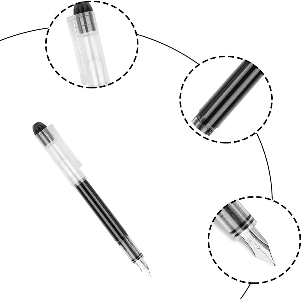 12 Pcs Disposable Fountain Pens, Smooth Writing Black Fountain Pens, Ink Bladder-Free Fountain Pens, Quick-Drying Ink Pens, Office Supplies for Doodling, Sketching, Calligraphy (Black) image number 6