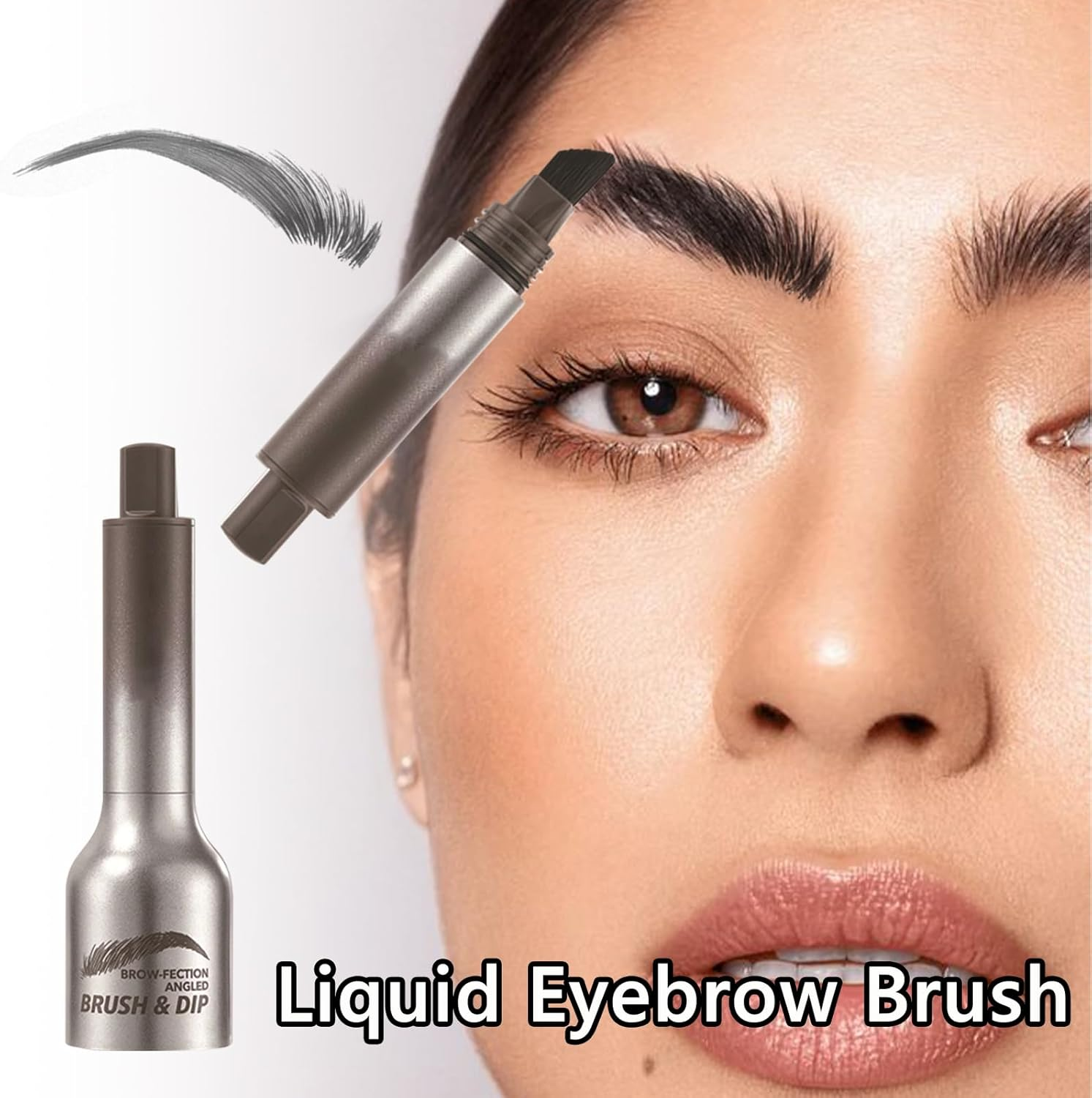 Brow Fection Angled Brush and Dip, Liquid Eyebrow Brush, Long Lasting Waterproof Brow Pen, Smudge Proof Eyebrow Pencils for Eyebrows, Sideburns and Beard /1338 image number 2
