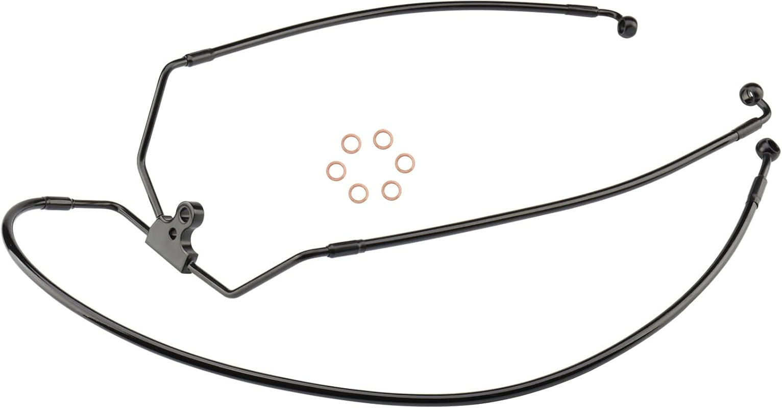 12" Handlebars Extension Front Brake Line for Harley 1996-2013 Harley Touring Road King/Road Glide/Street Glide/Electra Glide NO ABS Models, Stainless Steel Braided Brake Cable, Black