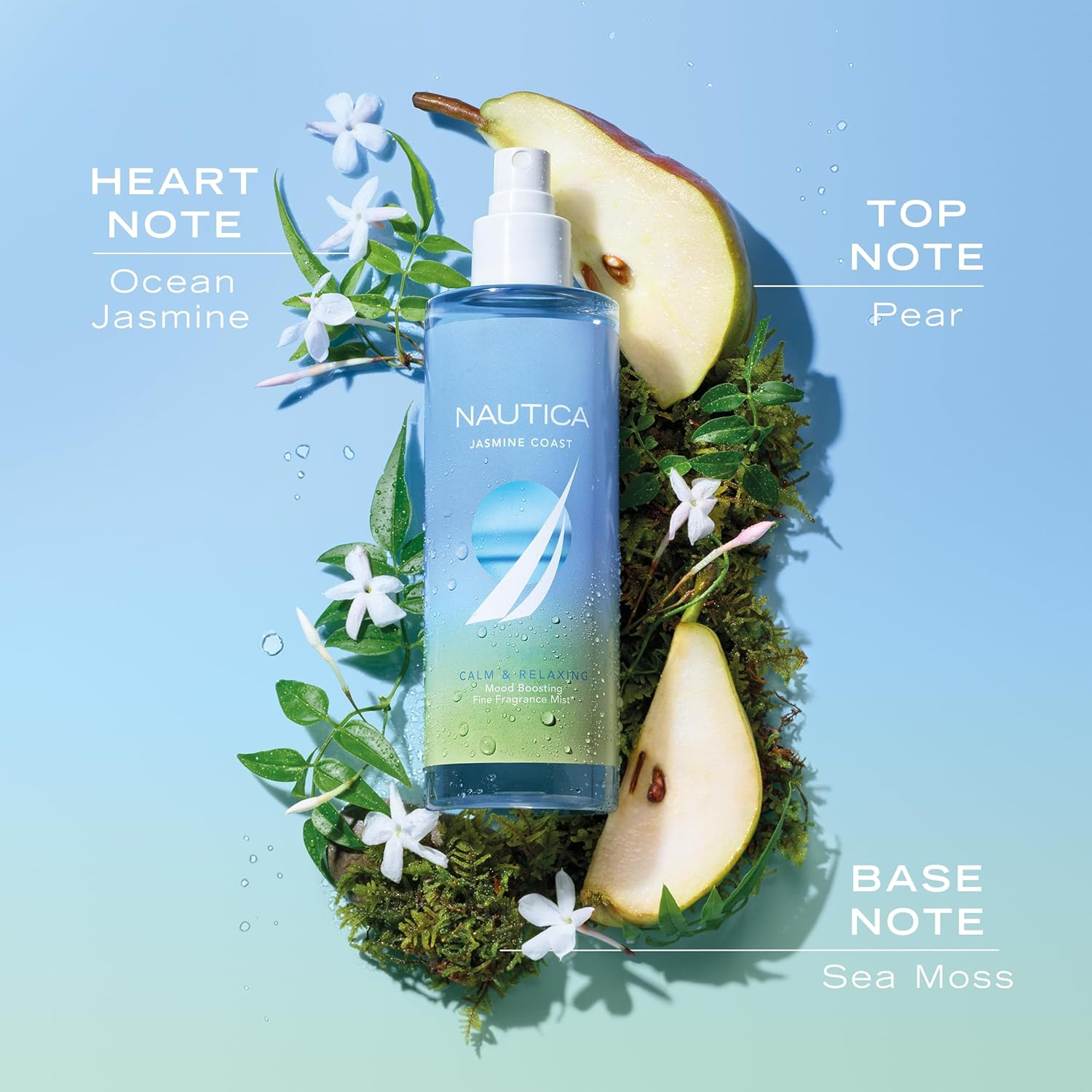 Nautica Jasmine Coast Fragrance Hair and Body Mist for Women, Mood-Boosting Perfume, Calm & Relaxing, Floral-Fruity Fragrance, Vegan Formula, Long Lasting Scent, 8.4Oz image number 4