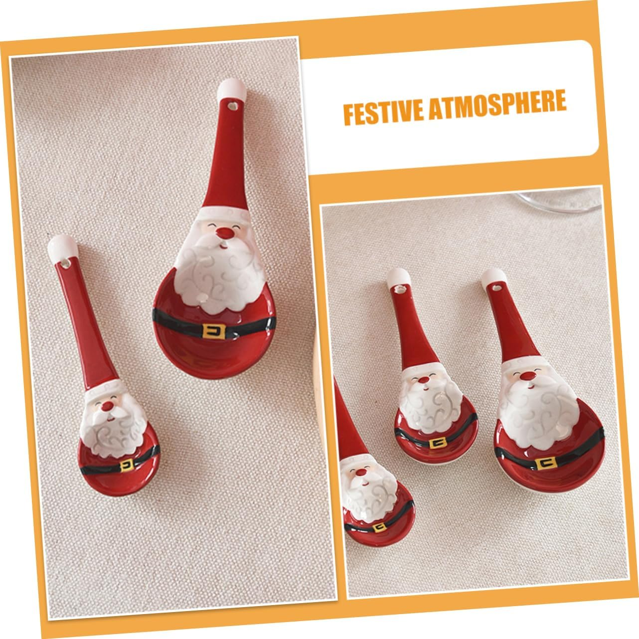 Christmas Santa Ceramic Measuring Spoons Baking Spoons for Salt Sugar Spices Festive Kitchen Essentials image number 2