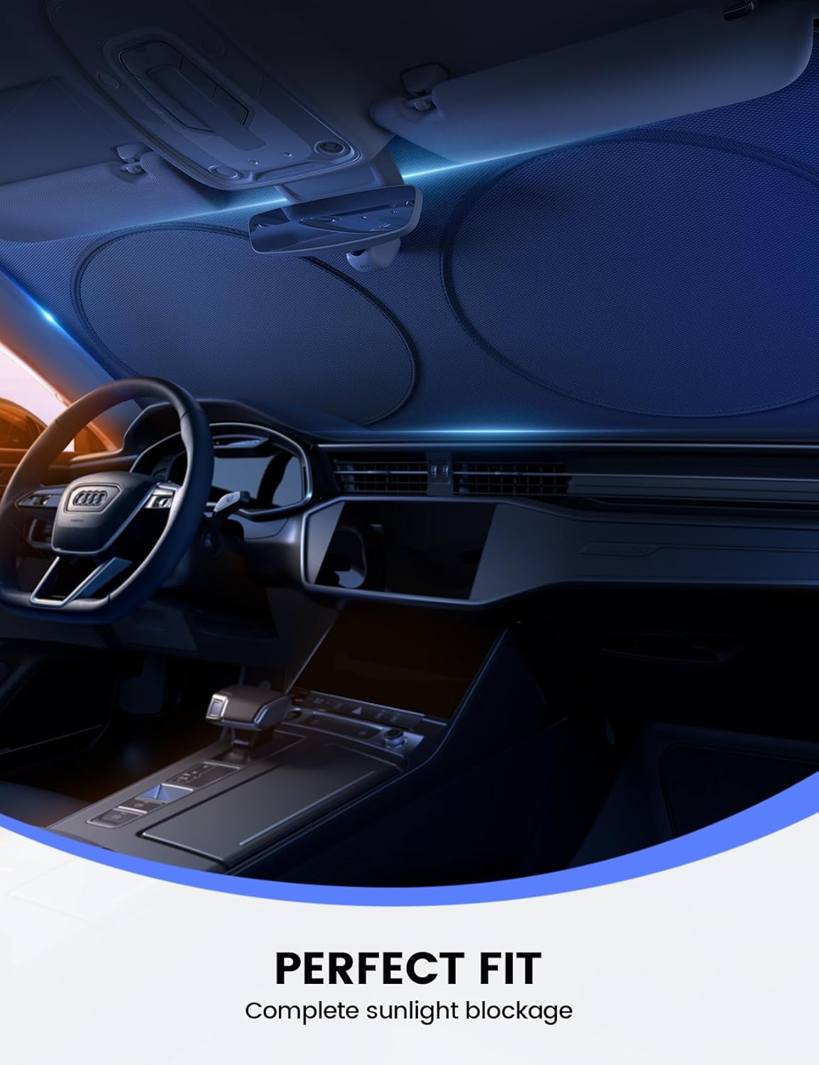 Lamicall Car Windshield Sun Shade &ndash; 4-Layer Reflective 240T Sun & UV Reflective Windshield Cover Sun Shade | Easy Install, Foldable | 150X79Cm Windshield Cover for Medium Sedan, SUV image number 4