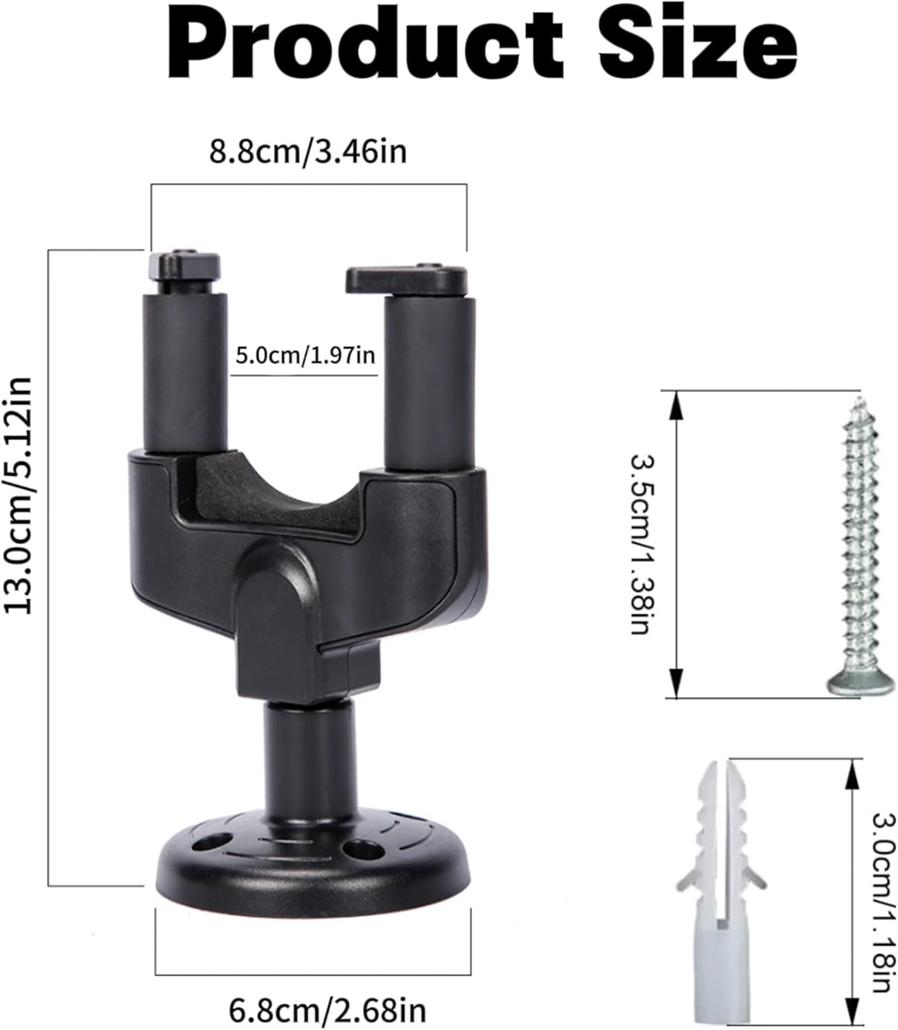 2 Pack Guitar Wall Stands, Universal Guitar Hanger, Auto Lock U-Shaped Guitar Wall Hanger, ABS Plastic, Black, Modern Style, 4 Hooks, Wall Mount, Concrete, Wood image number 6