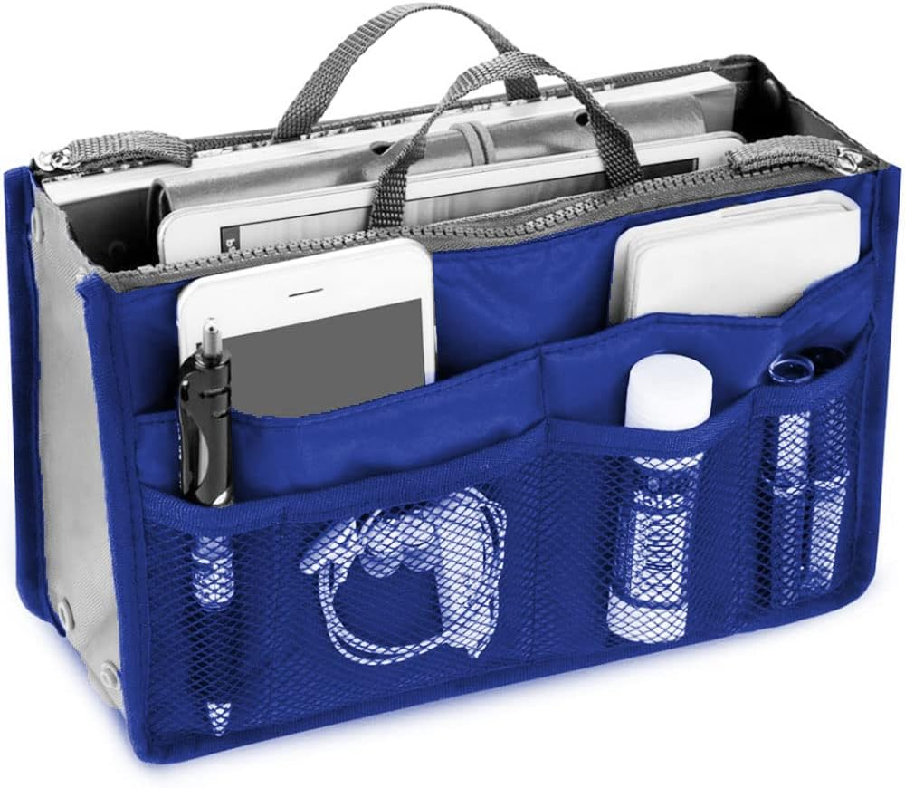 Organizer Insert Bag Polyester,Purse Organizer Insert, Handbag & Tote, Travel, Cosmetic Bag, 20L Large Capacity Cosmetic Liner Bag, for Travel Business Cosmetic Makeup Storage(Blue)