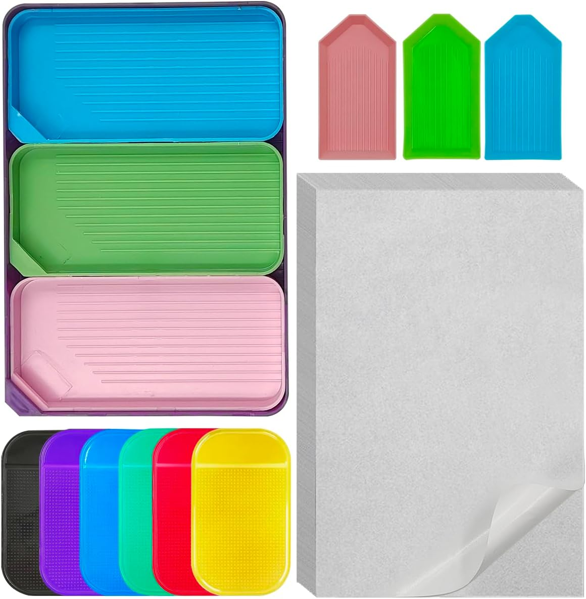 AIFUDA 33 Pcs Diamond Paintings Accessories and Tools, Different Size Diamond Trays, Anti-Slip Tools Sticky Mat and Diamond Paintings Release Paper for Diamond Art Paintings image number 2
