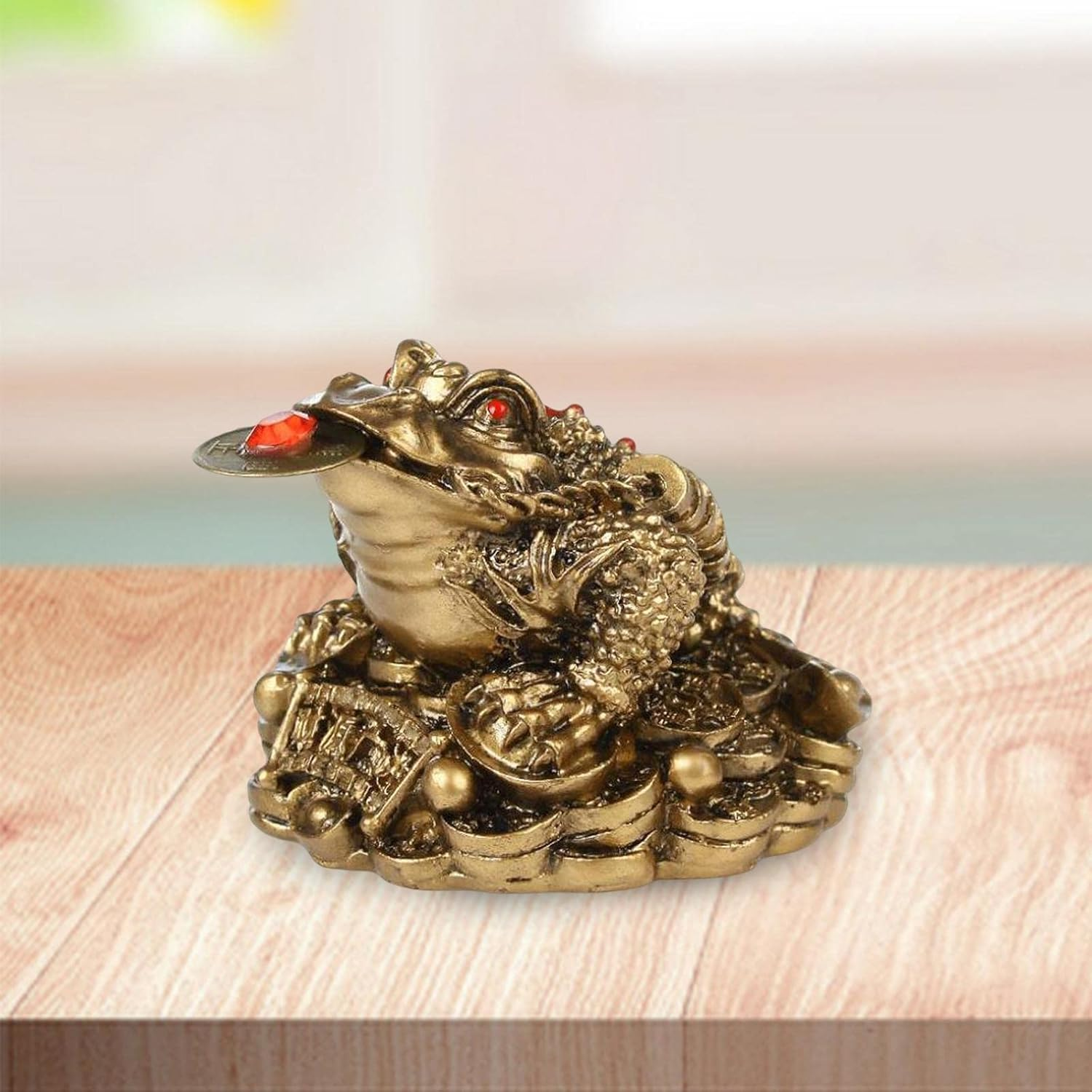 Feng Shui Money Frog Statue, with Lucky Charm Ancient Coin Chinese Feng Shui Wealth Lucky Money Frog Statue for Office Desk House Desk Decor image number 3