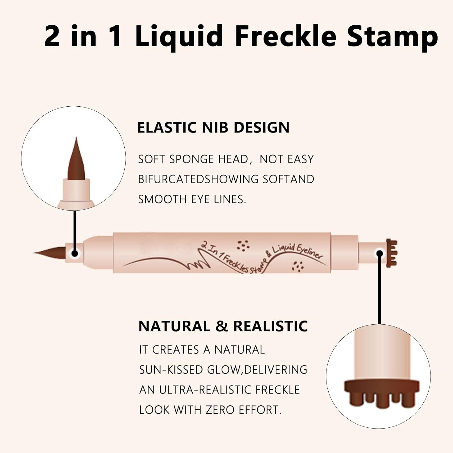 Ueiykoz Eyeliner Freckle Pen,2 in 1 Liquid Freckle Stamp & Smudge-Proof Liquid Eyeliner,Natural Long Lasting Waterproof Freckles Tattoo Pen,High Pigment(01# Light)