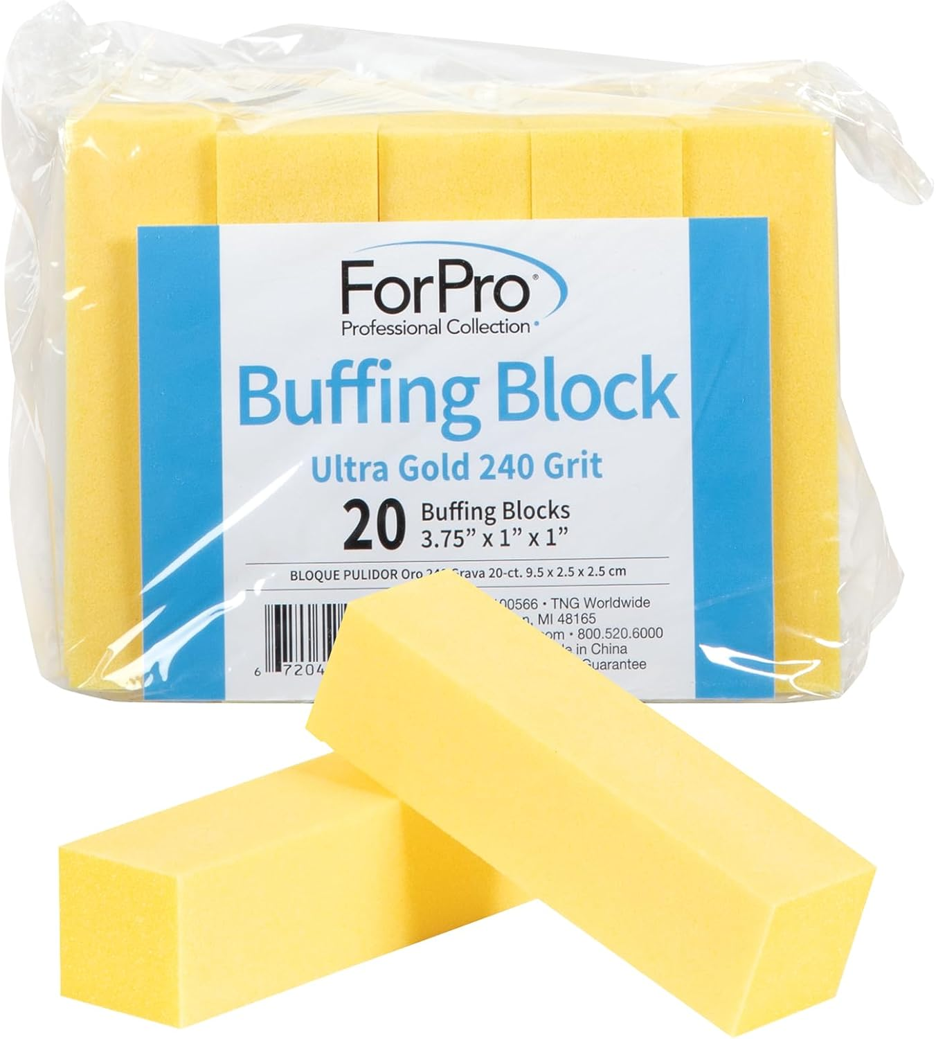 Forpro Professional Collection Ultra Gold Buffing Block, 240 Grit, Four-Sided Manicure & Pedicure Nail Buffer, 3.75" L X 1" W X 1" H, 20-Count image number 4