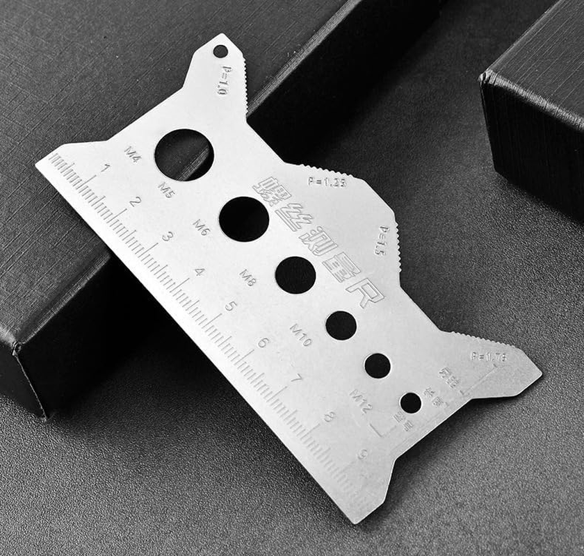 Screw Gauge Bolt Gauge Card Double Sided Compact, Stainless Steel, Portable, Compact, Bolt Sizing Tool, for Repairers Engineers Machinists image number 5