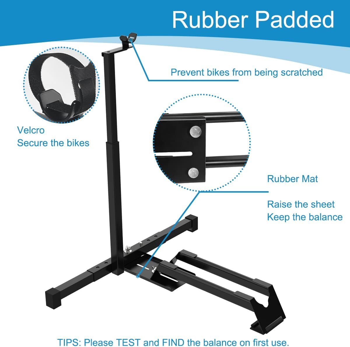 Qualward Vertical Bike Stand Floor Bicycle Rack Adjustable Upright Design, Space Saving for Living Room, Bedroom and Garage image number 2