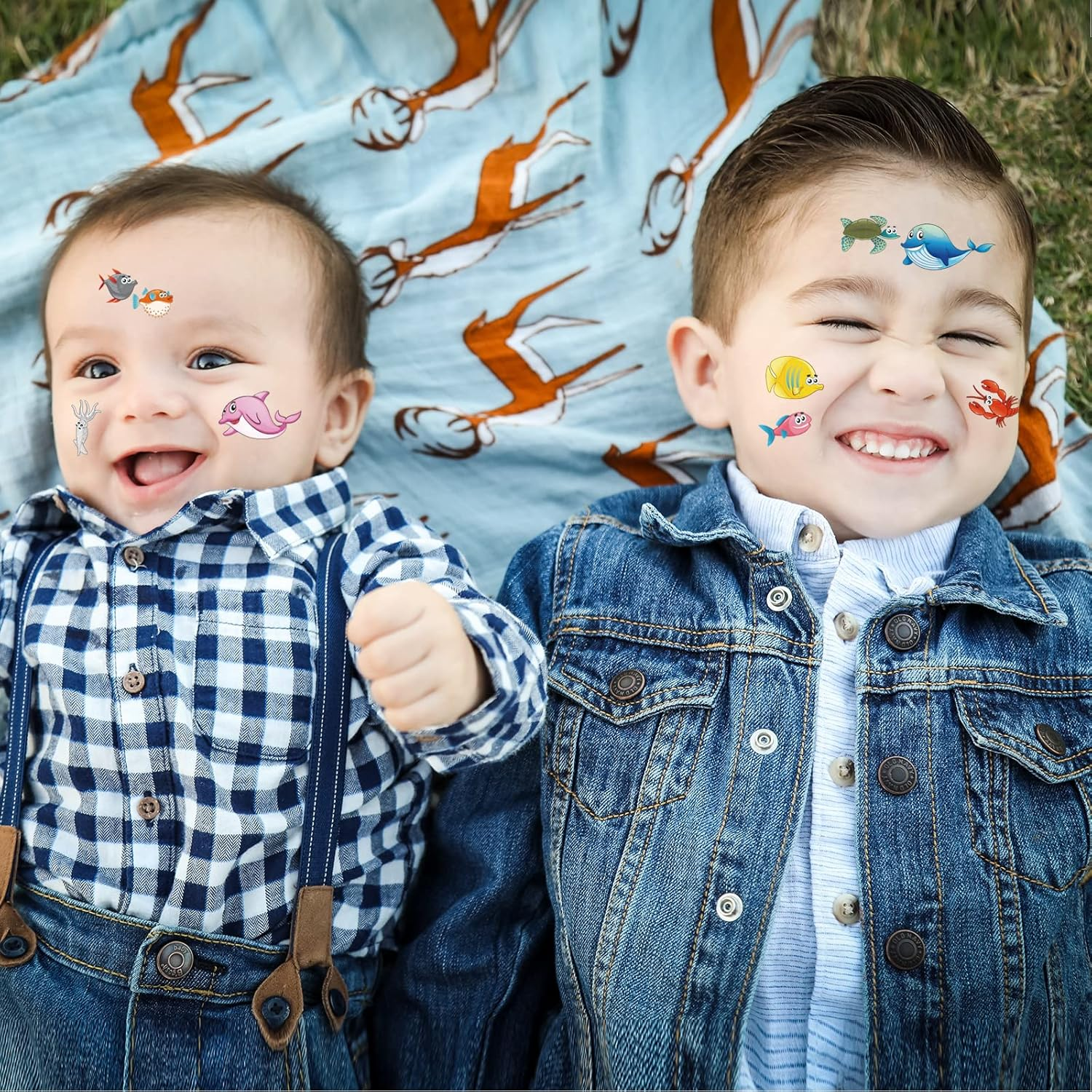 Apeso 30 Sheets Temporary Tattoos Kit for Kids, 300Pcs Fake Cute Tattoo Stickers Waterproof, Birthday Party Favor Christmas Stocking Stuffers (Dinosaur ＆ Sea Animal ＆ Vehicle)