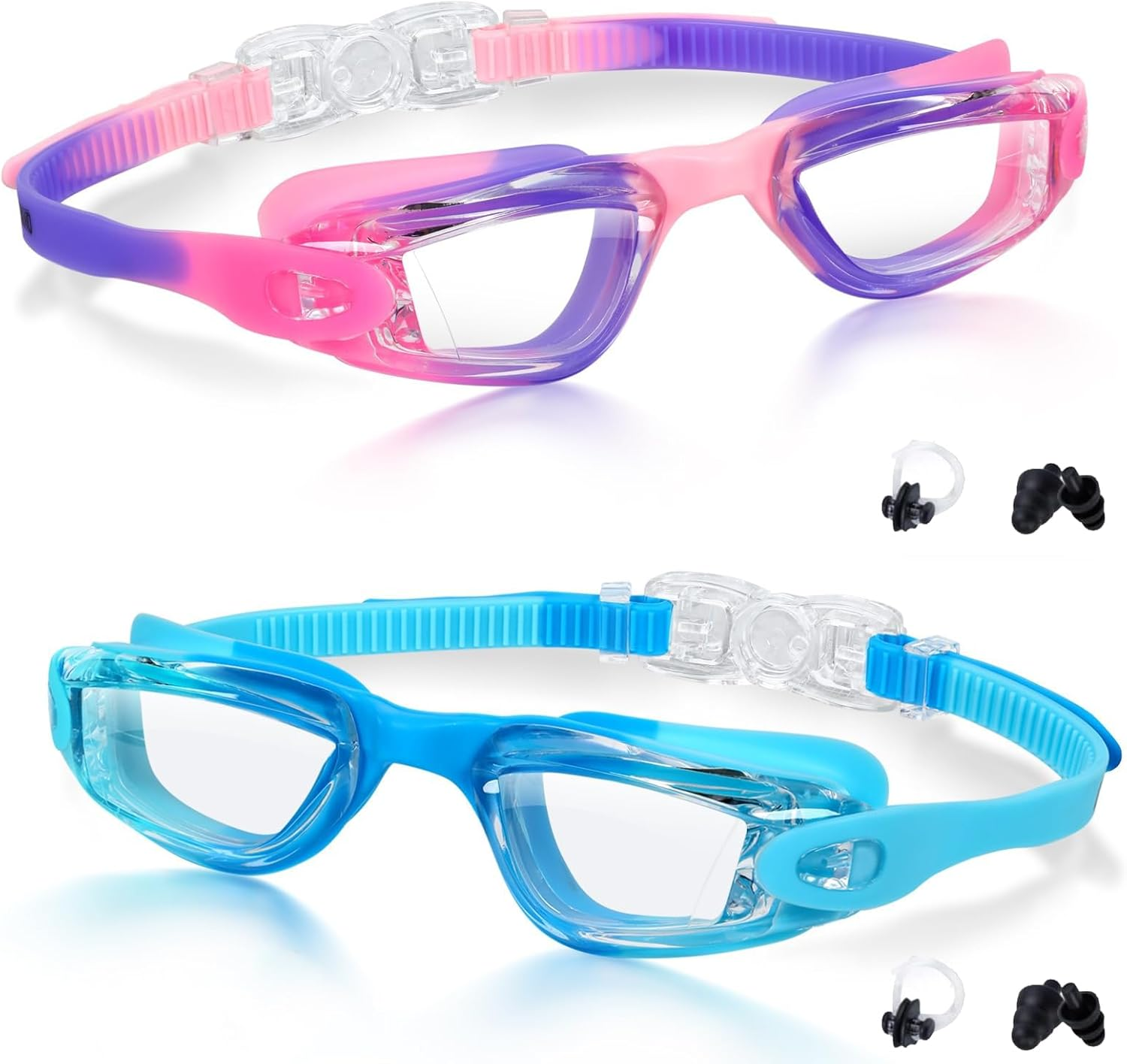 WACOOL Swim Goggles, Swimming Goggles No Leaking Full Protection Adult Men Women Youth (Kidsblackcolorpink)