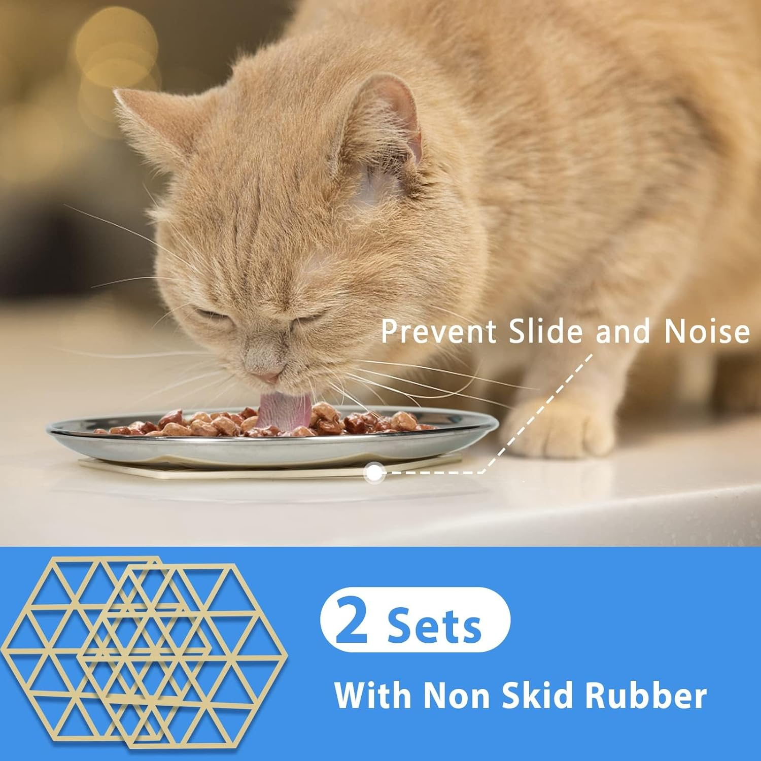 Winerstony Stainless Steel Cat Dishes for Food and Water Bowls for Small Pets Relief of Whisker Fatigue - 2 Sets Shallow Style(6.5 Inch, 2Pack) image number 5