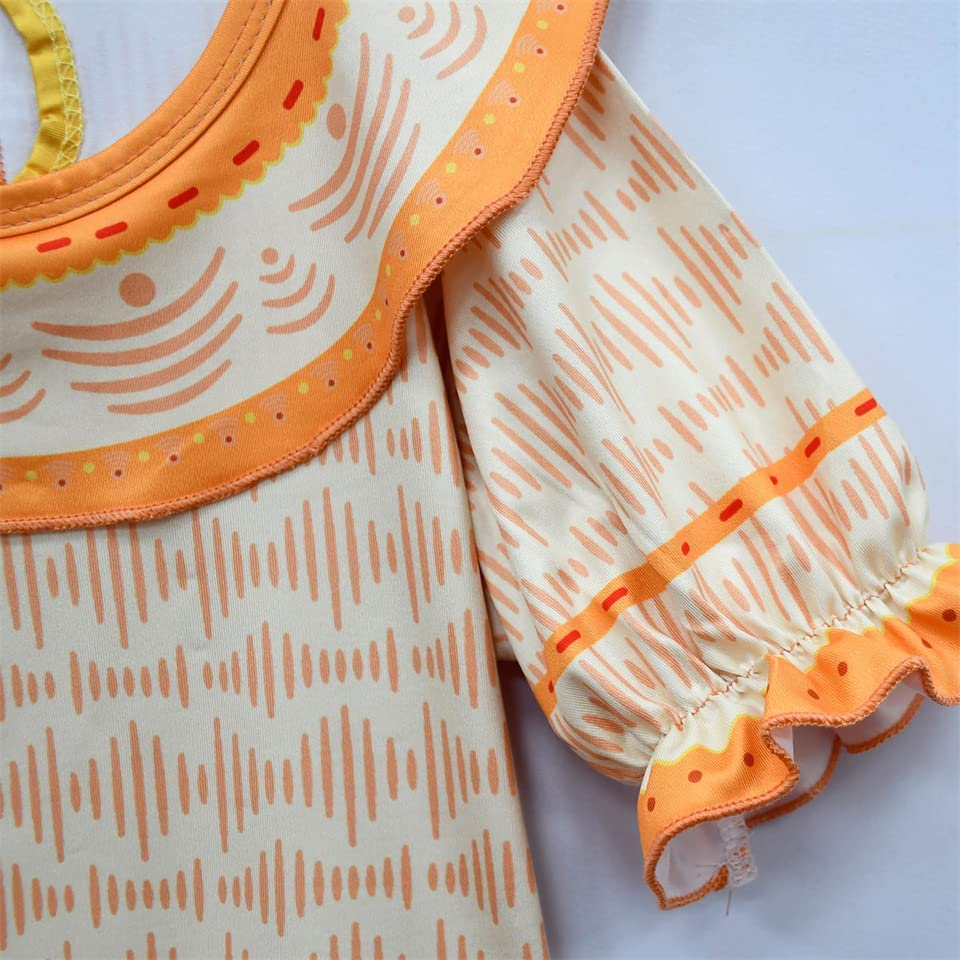 Encanto Girls Puff Sleeve Dolores Role Play Costume Children Carnival Ruffle Style Draped Medium Long Birthday Party Prom Dress (4T) image number 3