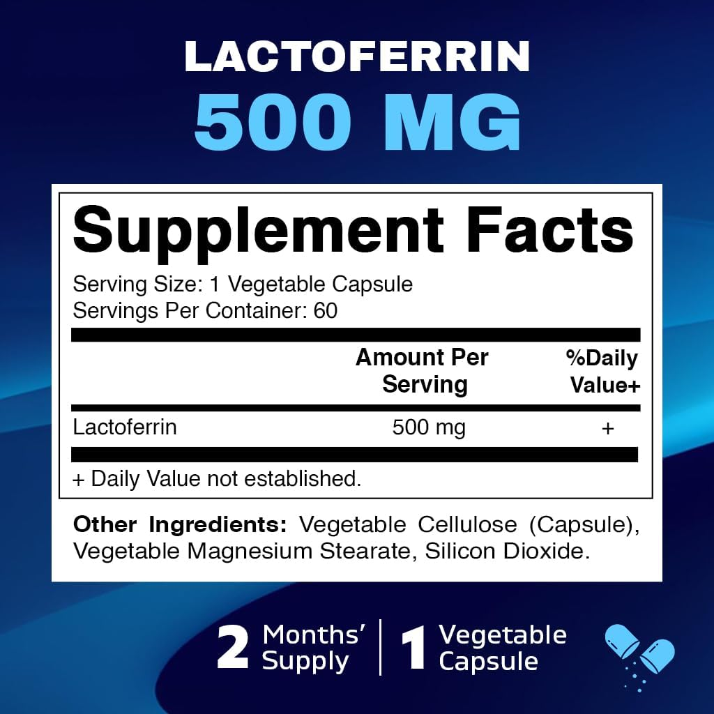 Vitamatic Lactoferrin 500Mg, 60 Vegetable Capsules - Promotes Healthy Immune Function*